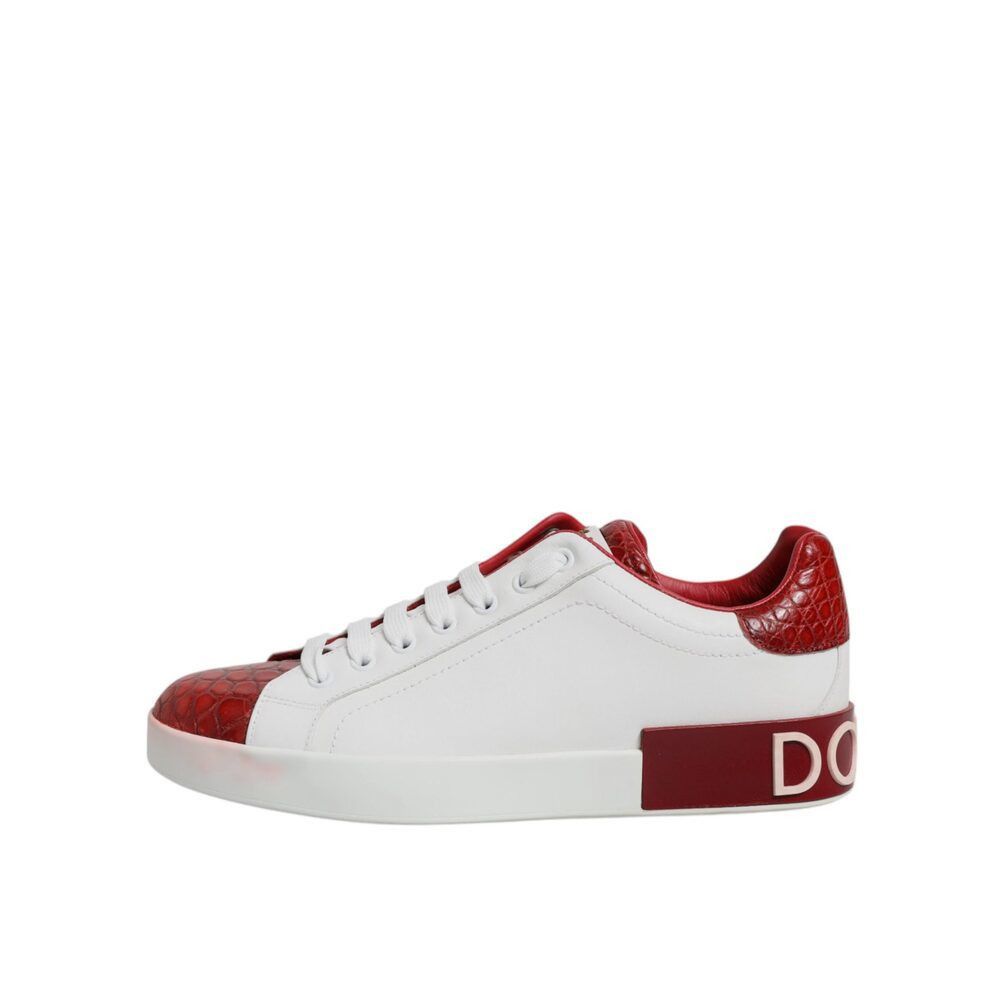 Dolce & Gabbana Dolce & Gabbana White Red Leather Portofino Men Sneaker Shoe Size US 6 / EU 39 - 6 Thumbnail