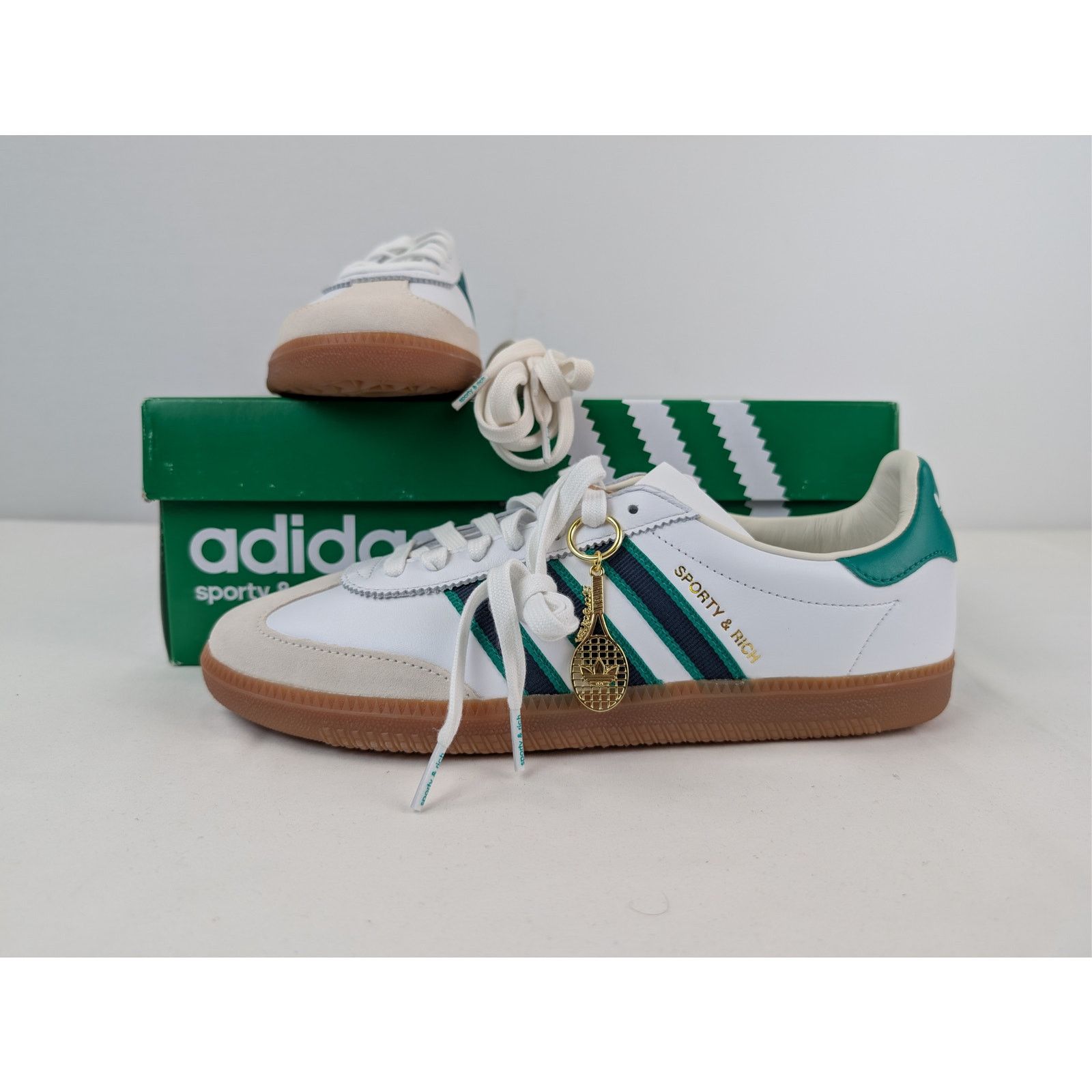 Adidas × Sporty & Rich o1rshd1 AS 250 Low-Top Sneakers in White / Green Size US 11.5 / EU 44-45 - 15 Thumbnail
