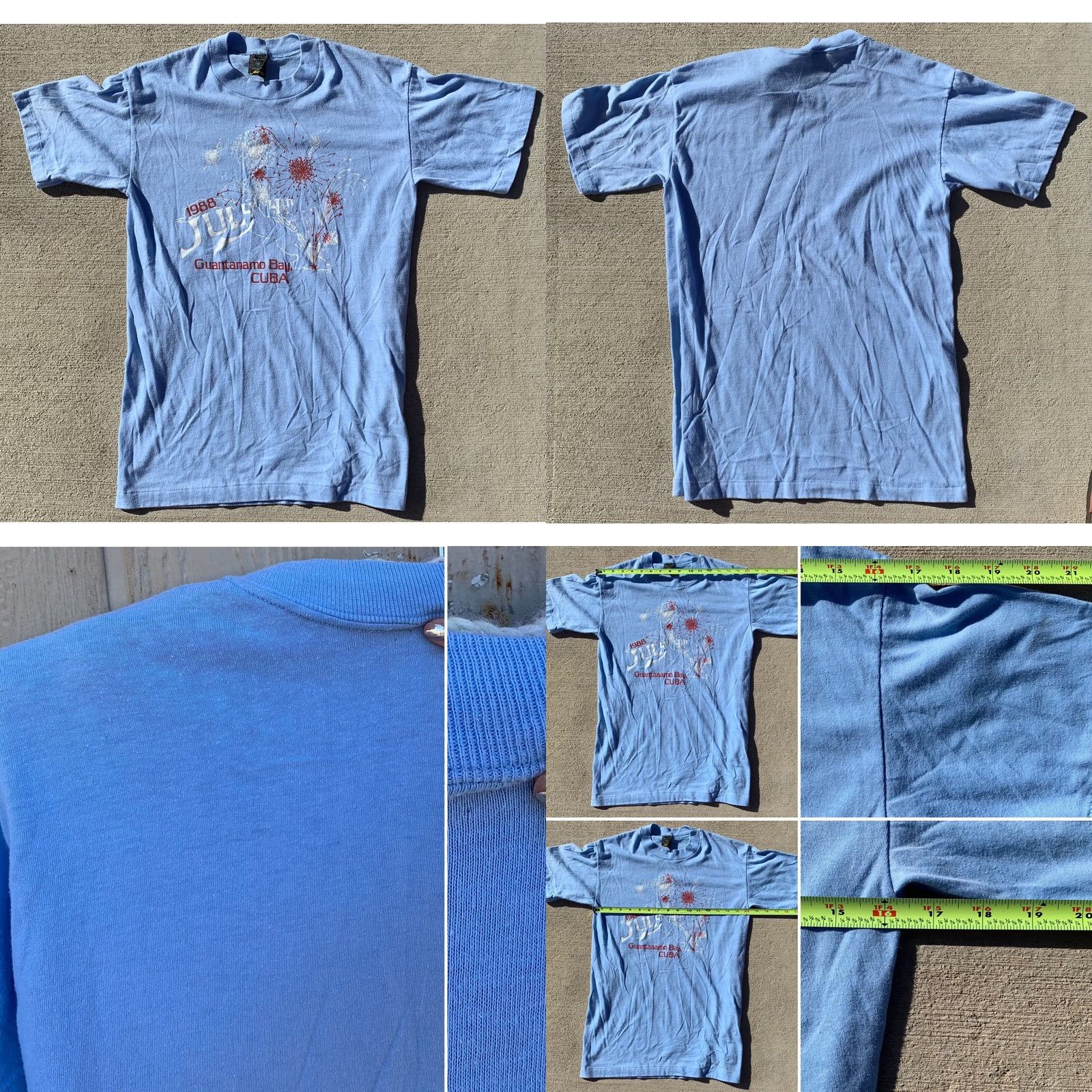 Vintage VINTAGE July 4th Guantanamo Bay Cuba T-Shirt M 38-40 Blue Cotton Blend Aus-tex Mens 80s USA 4th Of July Graphic Print Single Stitch 1988 Size US M / EU 48-50 / 2 - 8 Thumbnail
