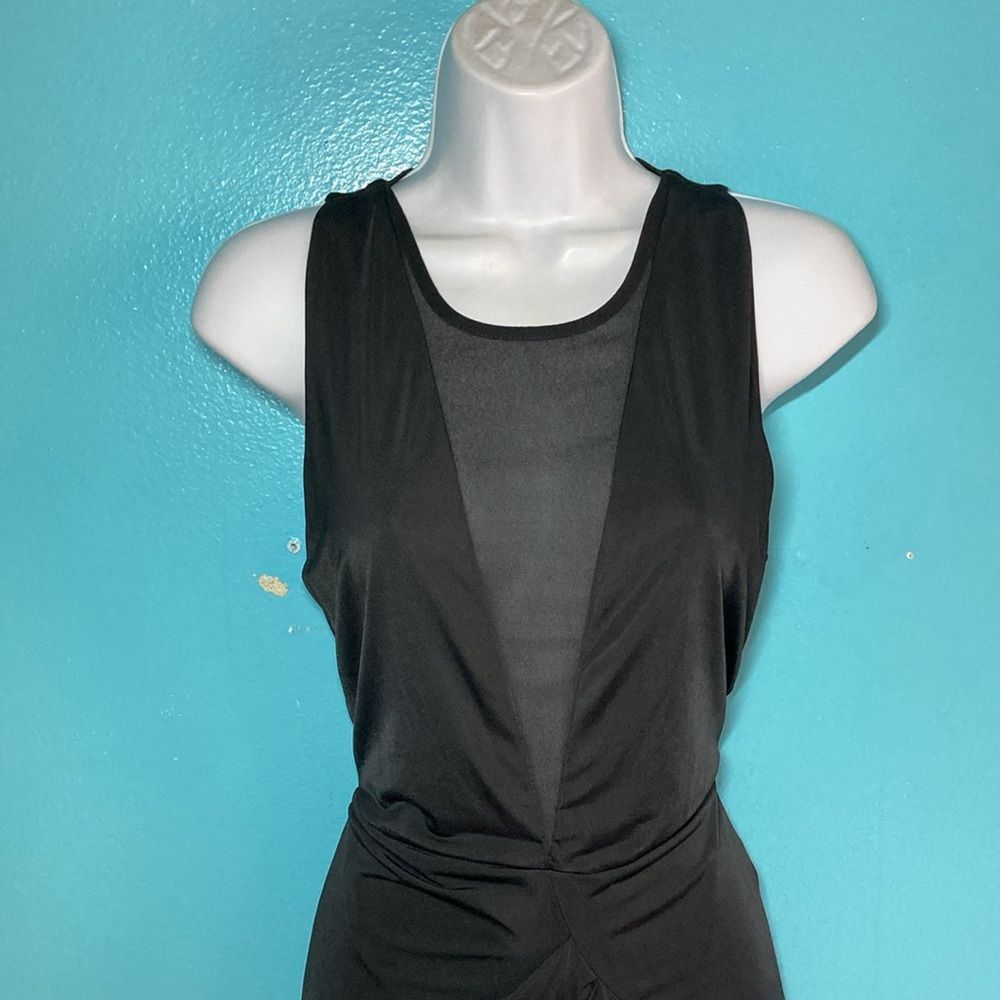 Mek Denim Blessed are the Meek Black Mya Dress Size 2 Sheer V-Neck Slim Sheath Size XS / US 0-2 / IT 36-38 - 2 Thumbnail