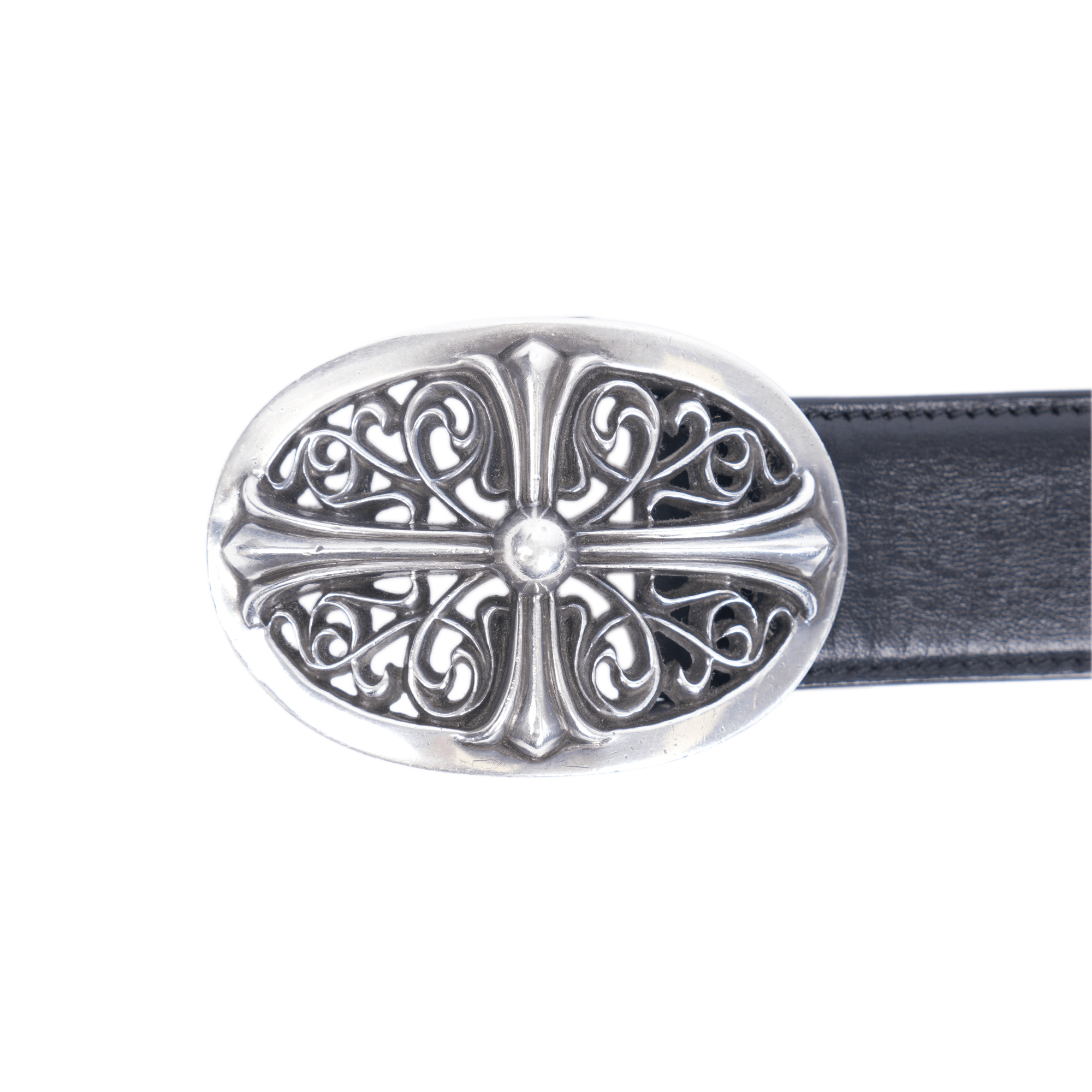 Chrome Hearts CHROME HEARTS OVAL BUCKLE WITH BLACK STRAP Size 36 - 2 Thumbnail