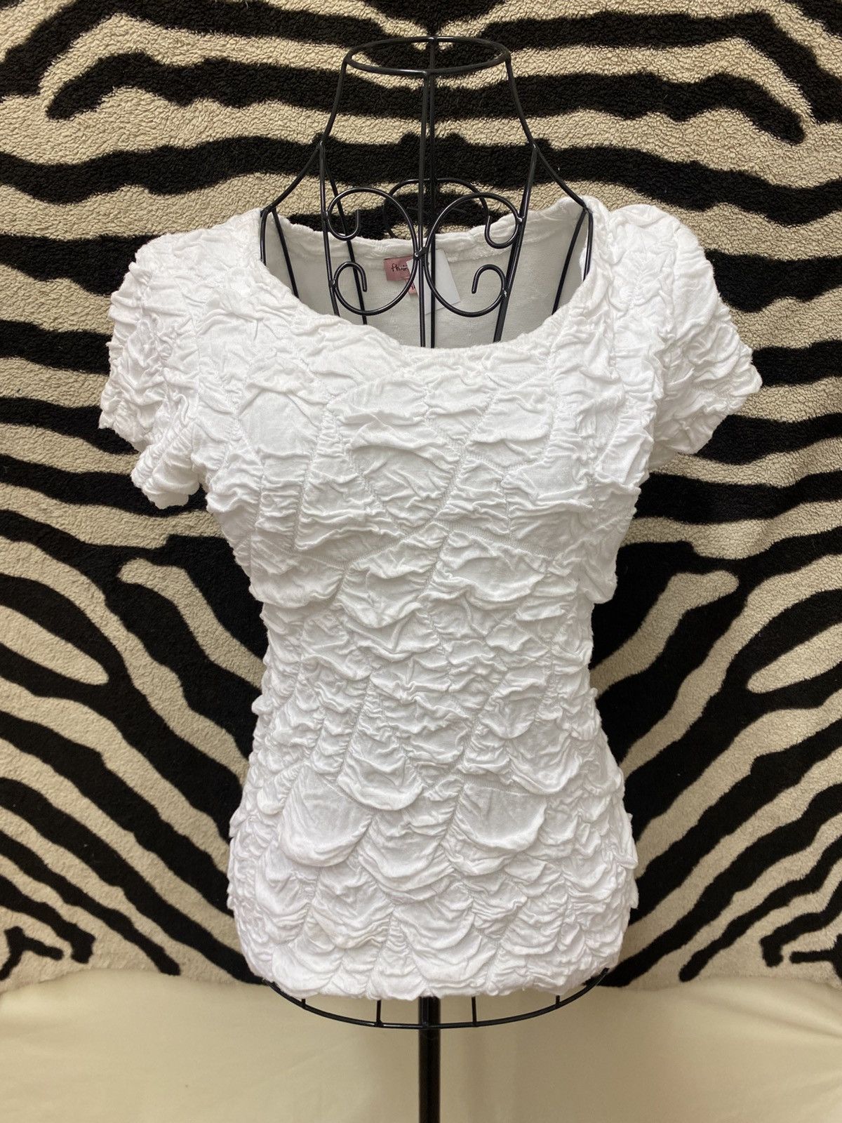 Vintage White abstract viscose shirt Size S / US 4 / IT 40 - 1 Thumbnail