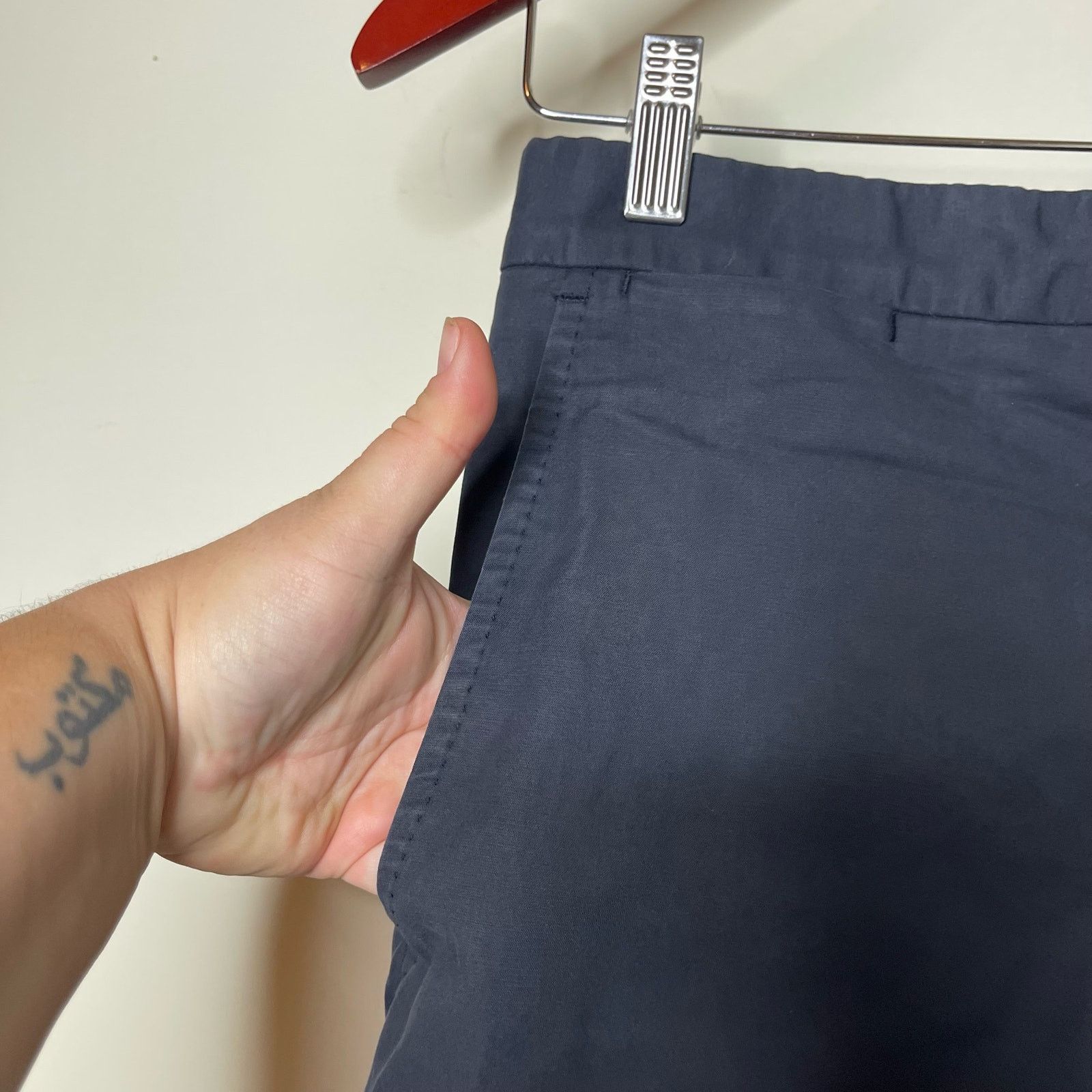 P. Johnson P. Johnson X Sartoria Carrara Flat Front Cotton Trousers Nav Size US 30 / EU 46 - 4 Thumbnail