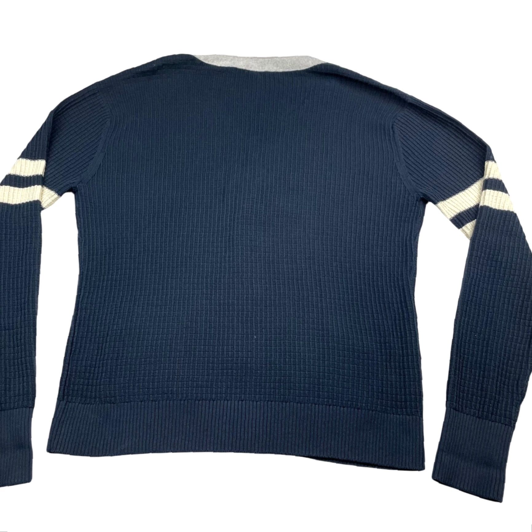 Vince Vince Men’s Cardigan Sweater XL Long Sleeve V-Neck Blue Gray Ivory Stripe Knit Size US XL / EU 56 / 4 - 3 Thumbnail