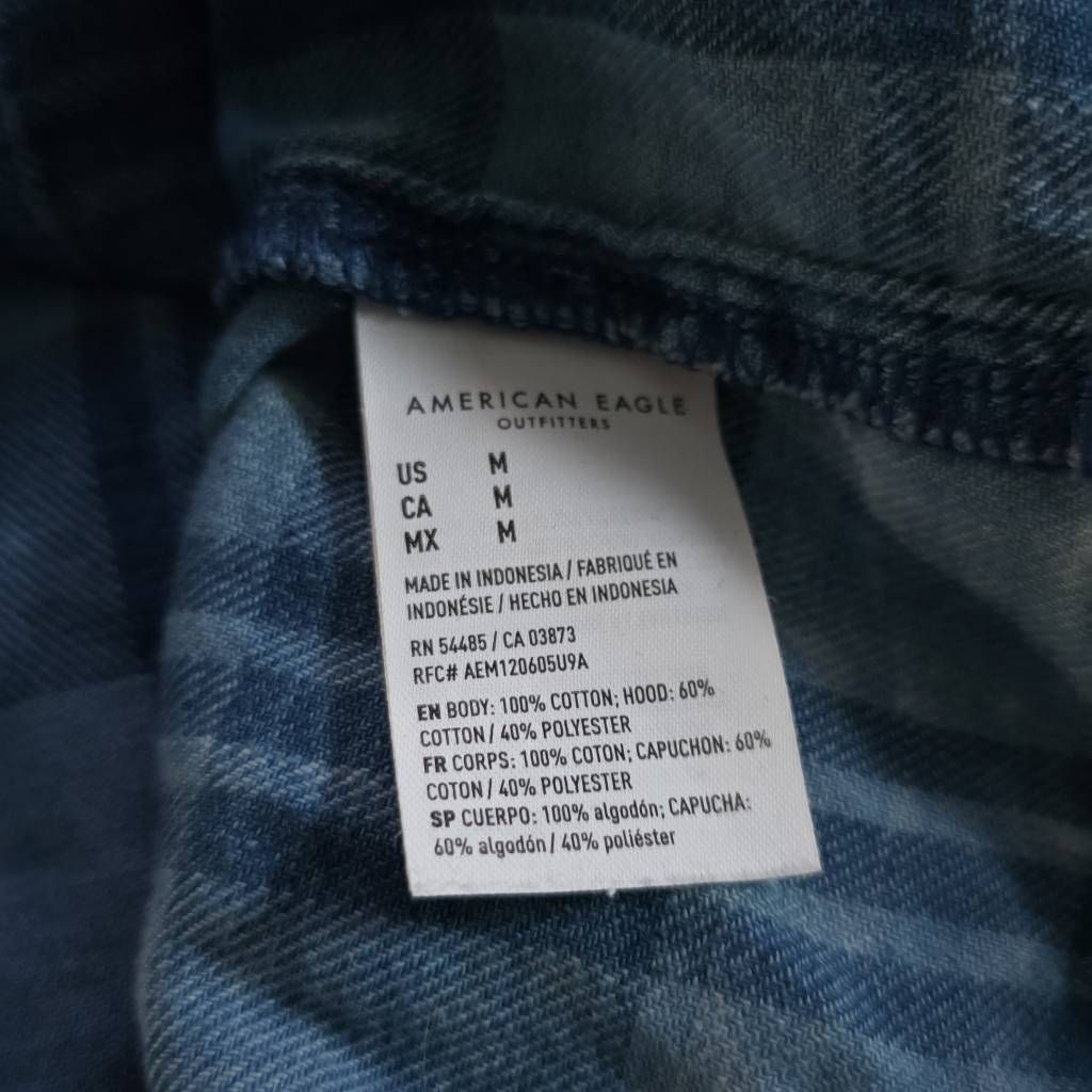 American Eagle Outfitters American Eagle Women's Size Medium Blue Plaid Cropped Hoodie Size M / US 6-8 / IT 42-44 - 3 Thumbnail