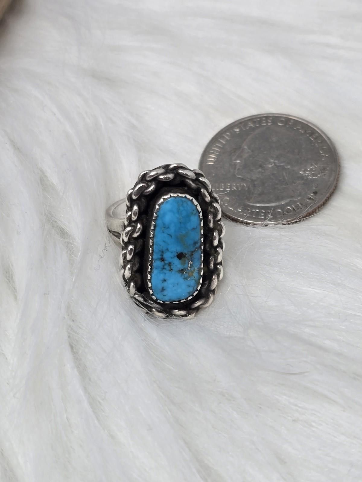 Sterling Silver Sterling Silver Turquoise Ring Sz 5.25 Southwestern Signed Size ONE SIZE - 7 Thumbnail