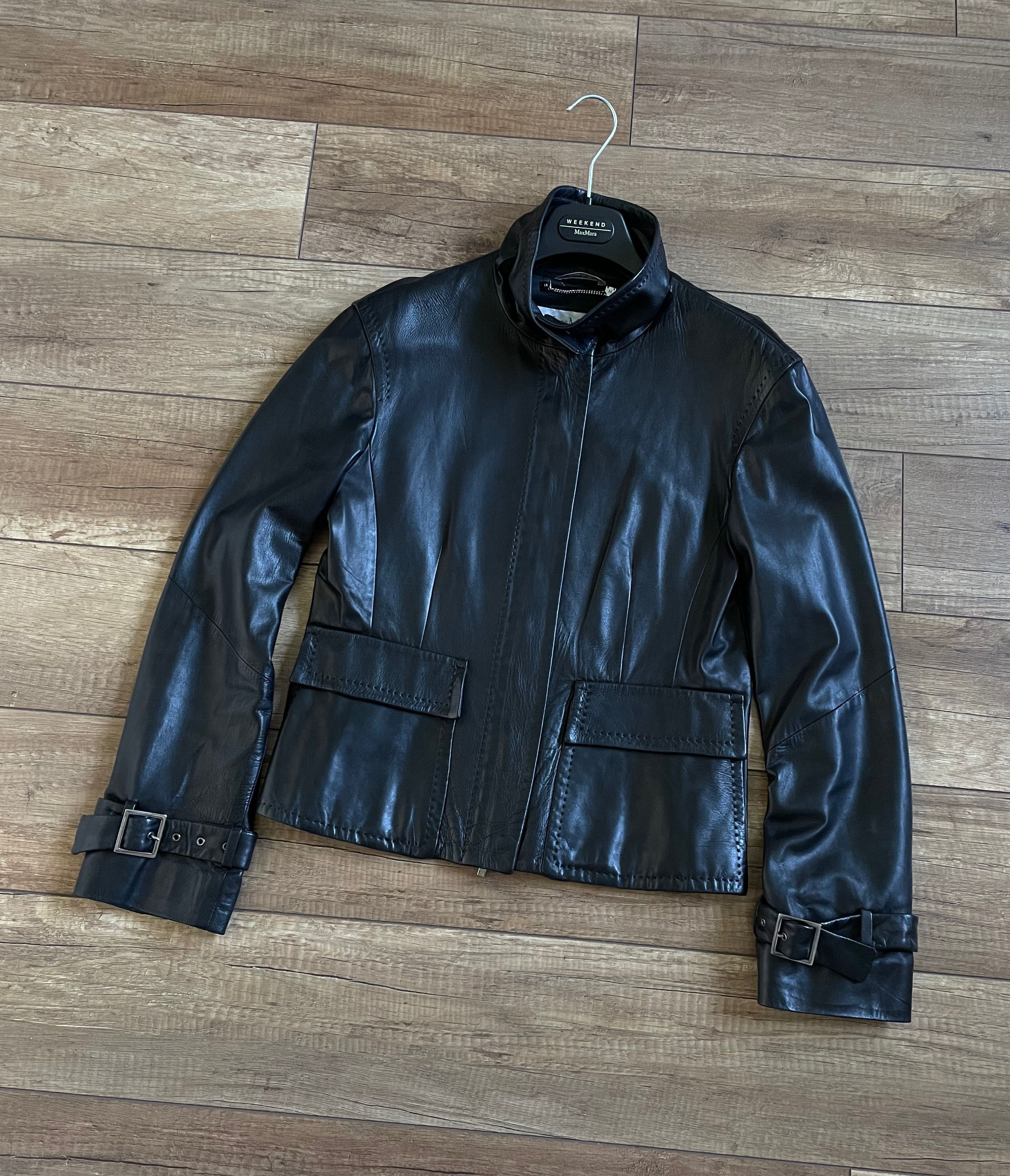 Max Mara Max Mara Black Leather Bomber Jacket Size M / US 6-8 / IT 42-44 - 1 Thumbnail