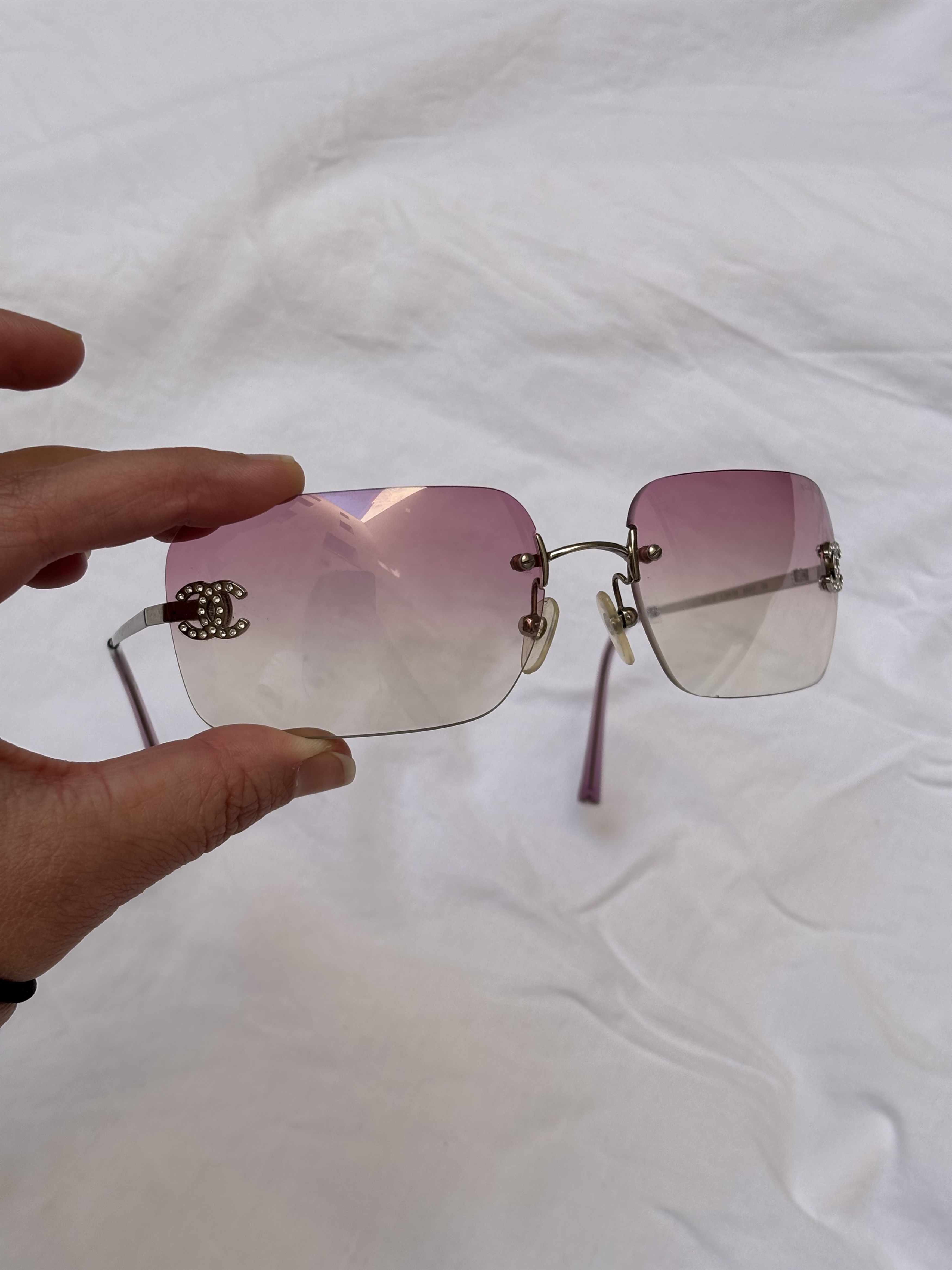 Chanel Chanel Sunglasses 4017 D CC Rhinestone Logo Rimless Size ONE SIZE - 8 Thumbnail