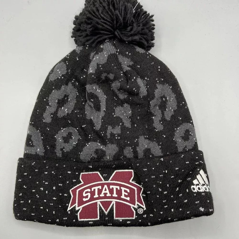 Adidas Mississippi State Bulldogs Hat Men Cuffed Beanie Pom Pom Cap Size ONE SIZE - 1 Thumbnail