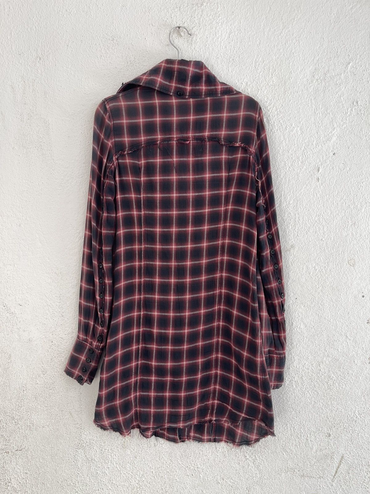 Le Grande Bleu (L.G.B.) LGB Shadow Distressed Plaid Tartan Long Flannel I6W9 Size US M / EU 48-50 / 2 - 13 Thumbnail