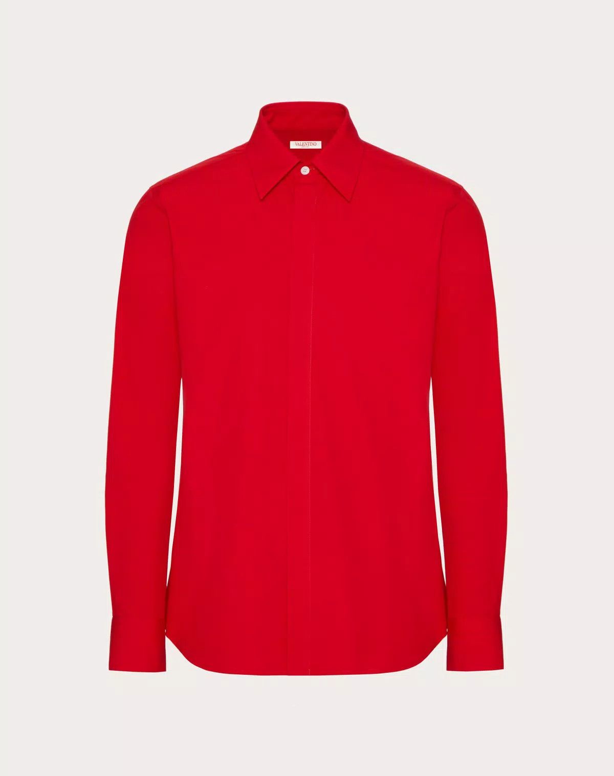 Valentino oc11z0725 Heavy Cotton Poplin Long Sleeve Shirt in Red Size US M / EU 48-50 / 2 - 1 Thumbnail