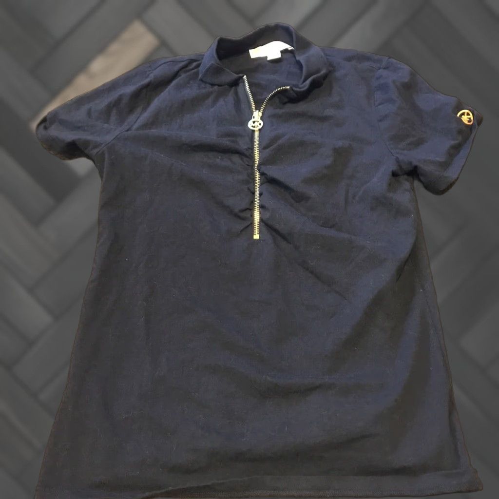 Michael Kors Michael Kors Womens Shirt Polo S Blue Half Zipper Womens S Blue Polo Zipper Size S / US 4 / IT 40 - 1 Thumbnail