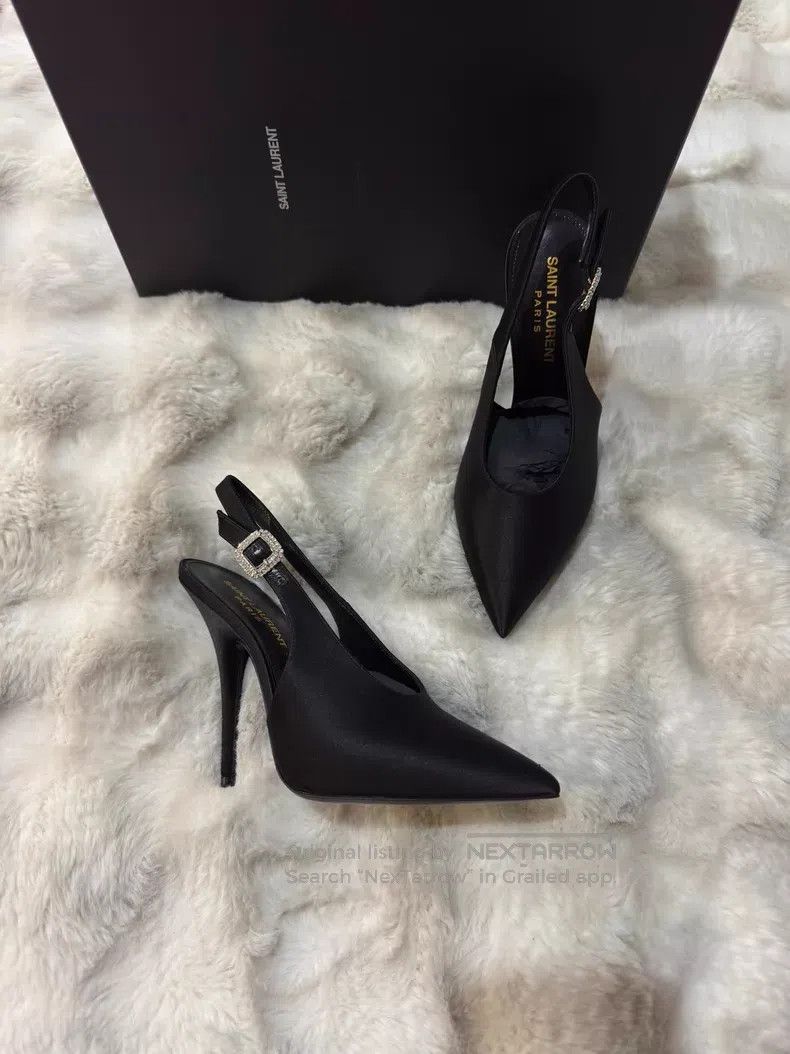 Saint Laurent Paris Saint Laurent Paris Satin Crystal Rhinestone High Heels Size US 5.5 / IT 35.5 - 1 Thumbnail