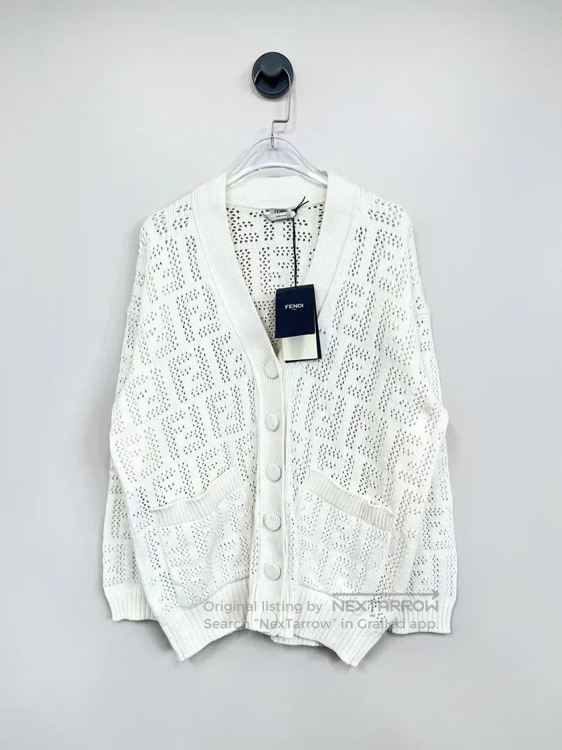 Fendi Fendi Cream White All-Over FF Cardigan Sweater Size XS / US 0-2 / IT 36-38 - 1 Thumbnail