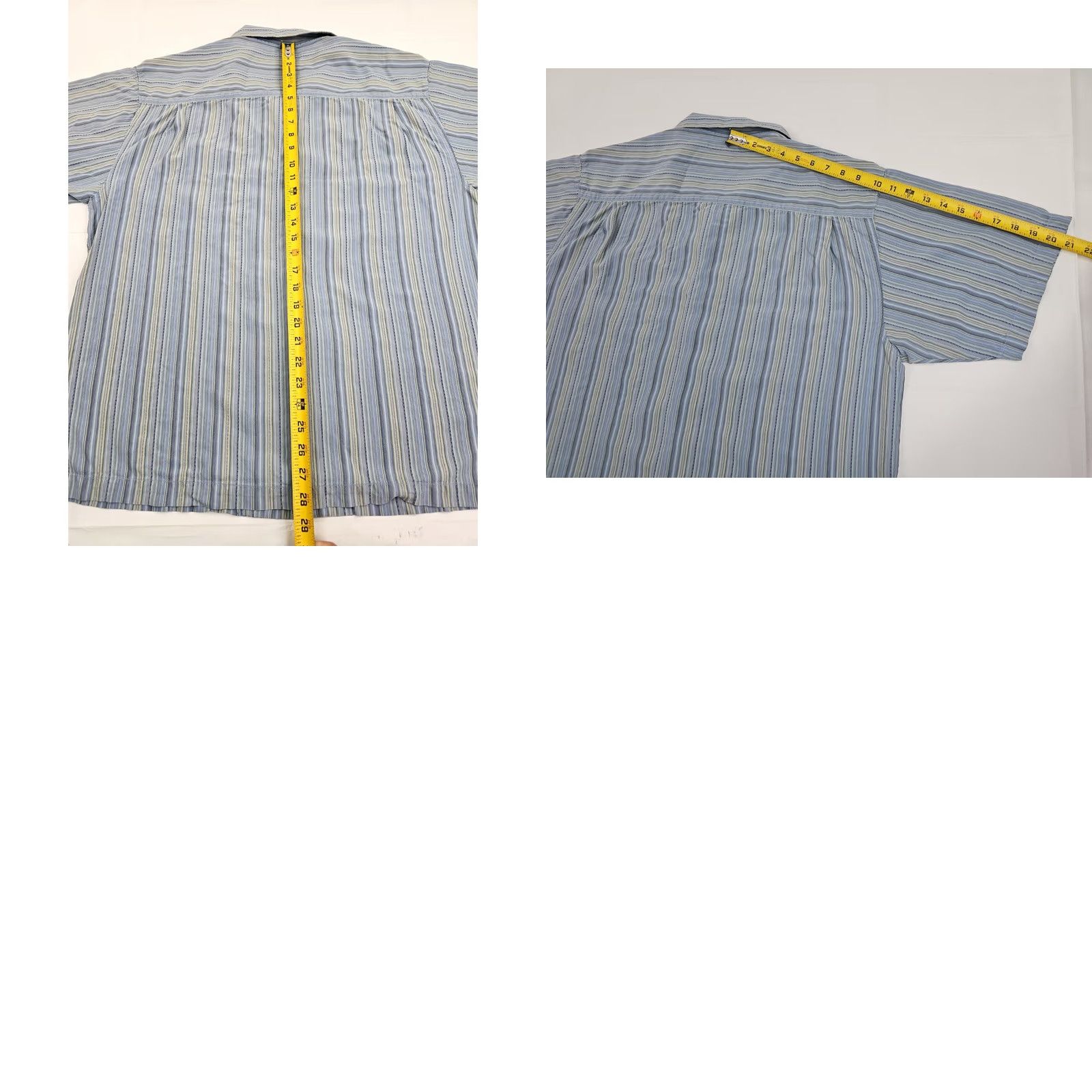 Tommy Bahama Tommy Bahama Shirt Men XL Blue Silk Short Sleeve Button Aqua & Beige Stipe 100% Size US XL / EU 56 / 4 - 8 Thumbnail