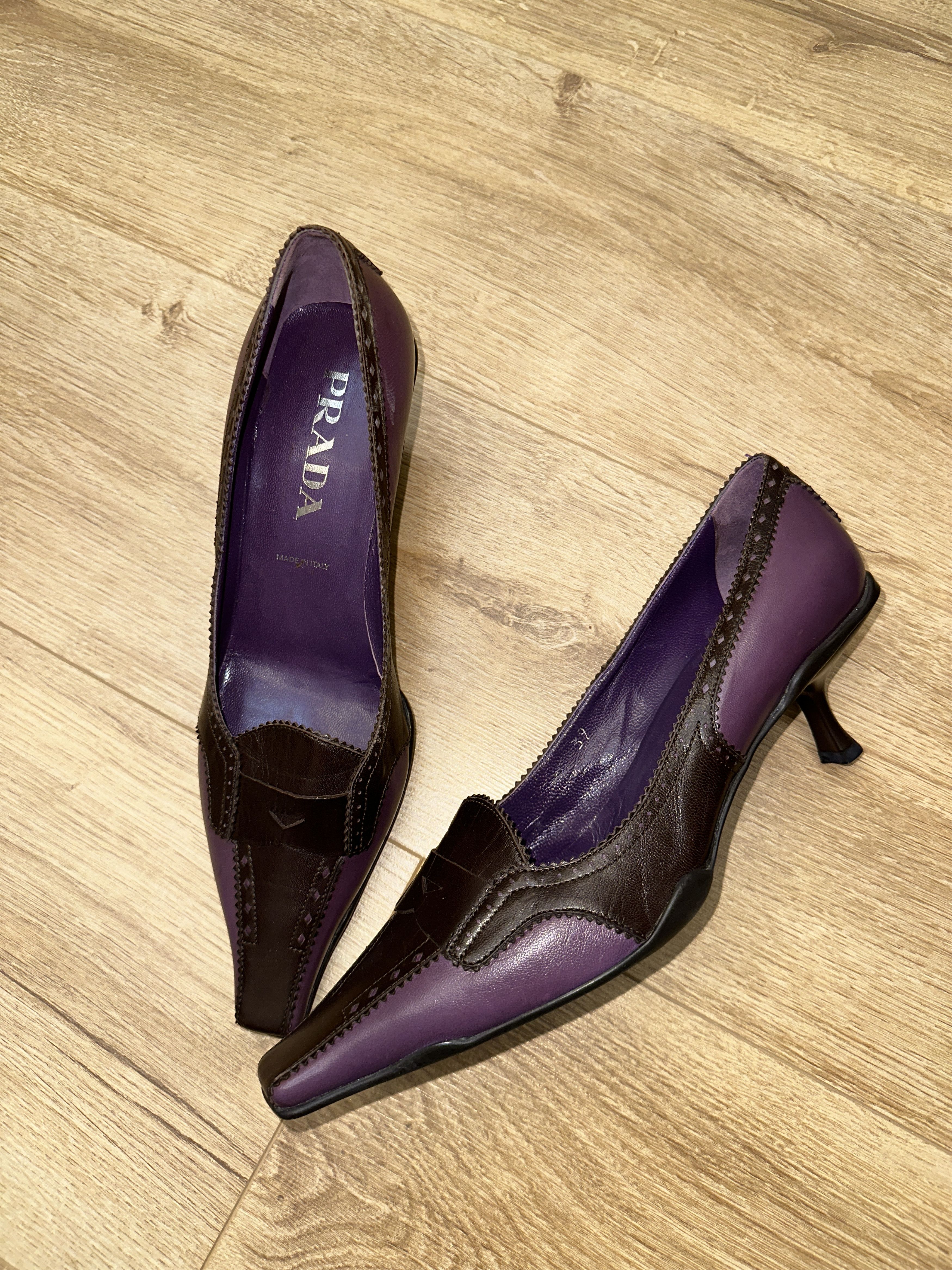 Prada Prada Two Tone Leather Heel Pumps Pointed Toe EU 39 8.5 Size US 8.5 / IT 38.5 - 4 Thumbnail