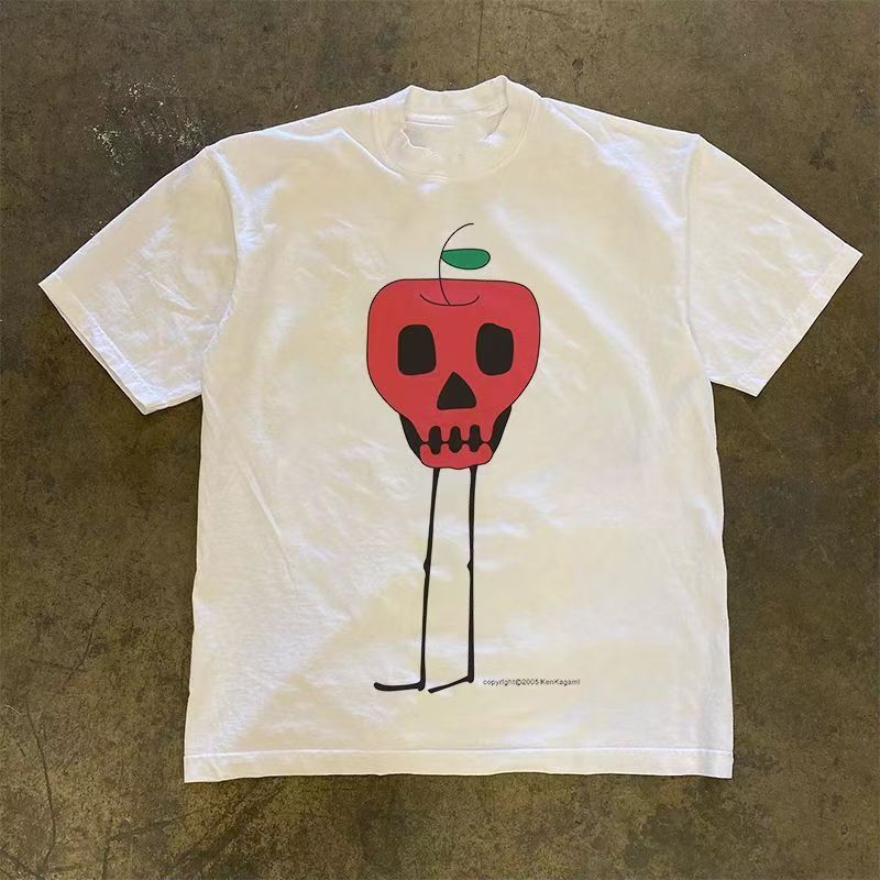 Japanese Brand White casual retro apple skull print t-shirt Size US M / EU 48-50 / 2 - 1 Thumbnail