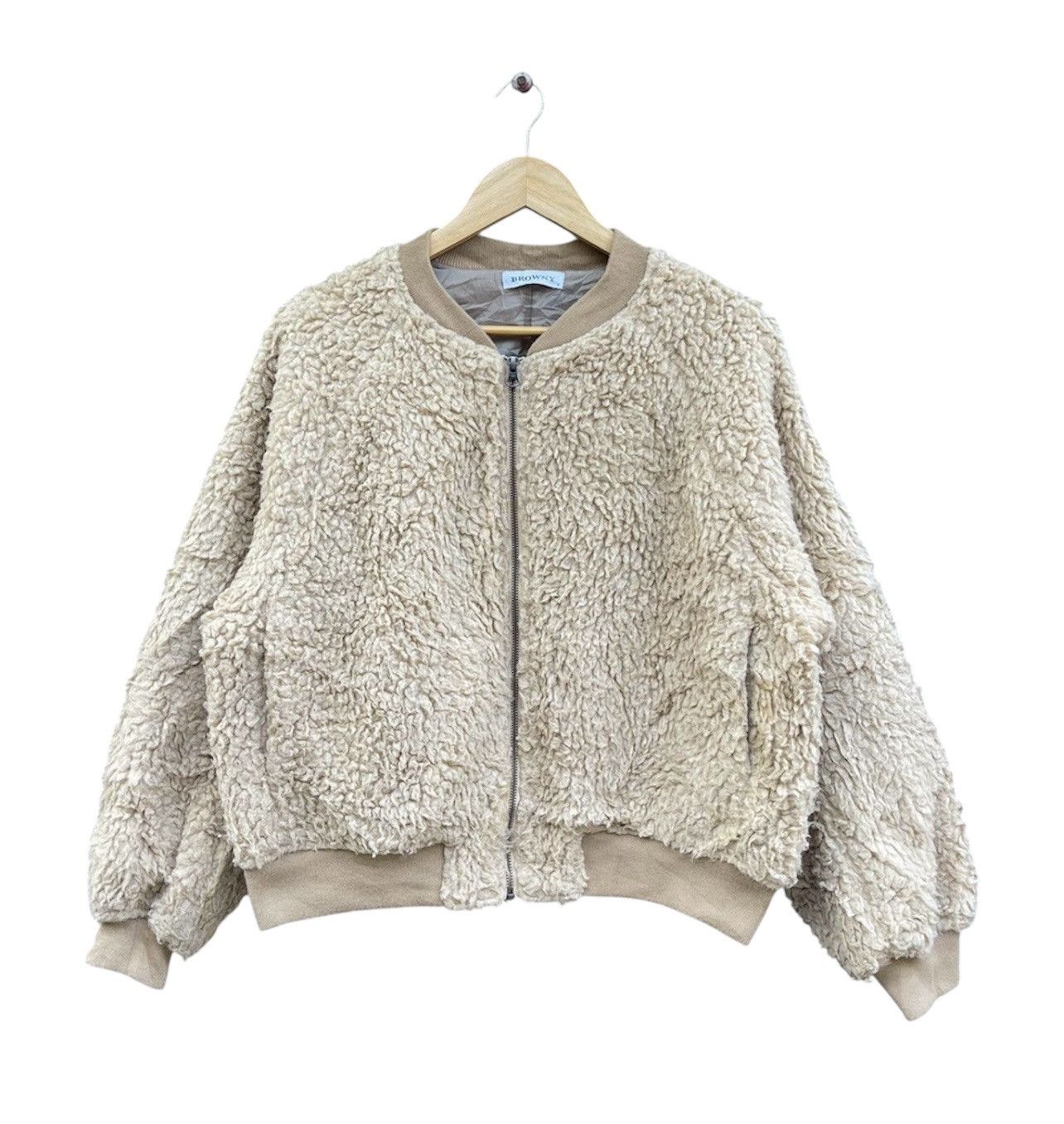 Japanese Brand Browny Japan Wego Sherpa Fleece Bomber Jacket Beige Size US M / EU 48-50 / 2 - 1 Thumbnail