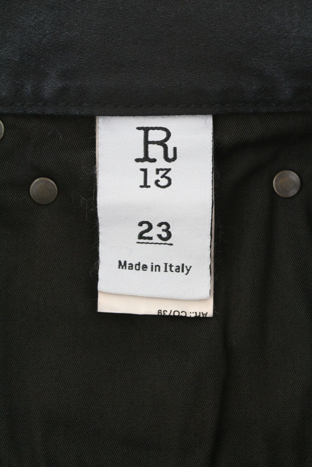 R13 X-BF 23 Black Garment Dyed Moleskin Cropped Jeans 86532 Size 23" - 7 Thumbnail
