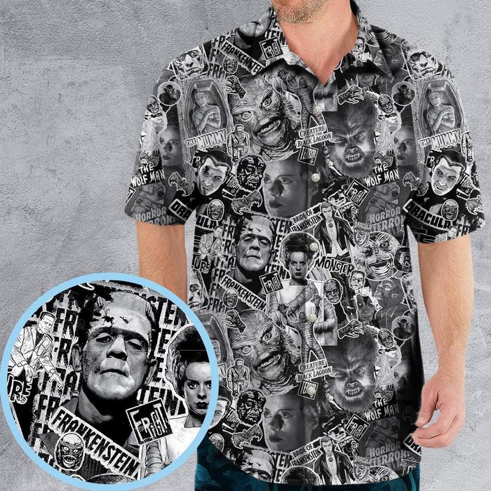 Hawaiian Shirt THE MONSTERS UNIVERSAL CLASSIC MONSTERS HAWAIIAN SHIRT ...