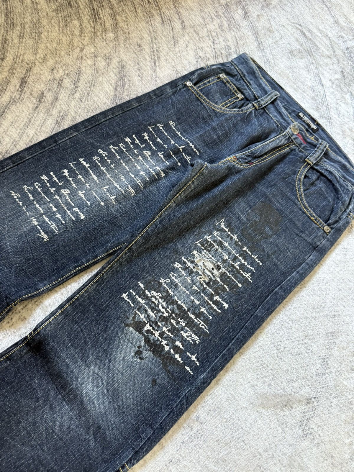 Japanese Brand Ba-Tsu Studio Japan Poems Chaotic Skull Jeans Size US 28 / EU 44 - 9 Thumbnail