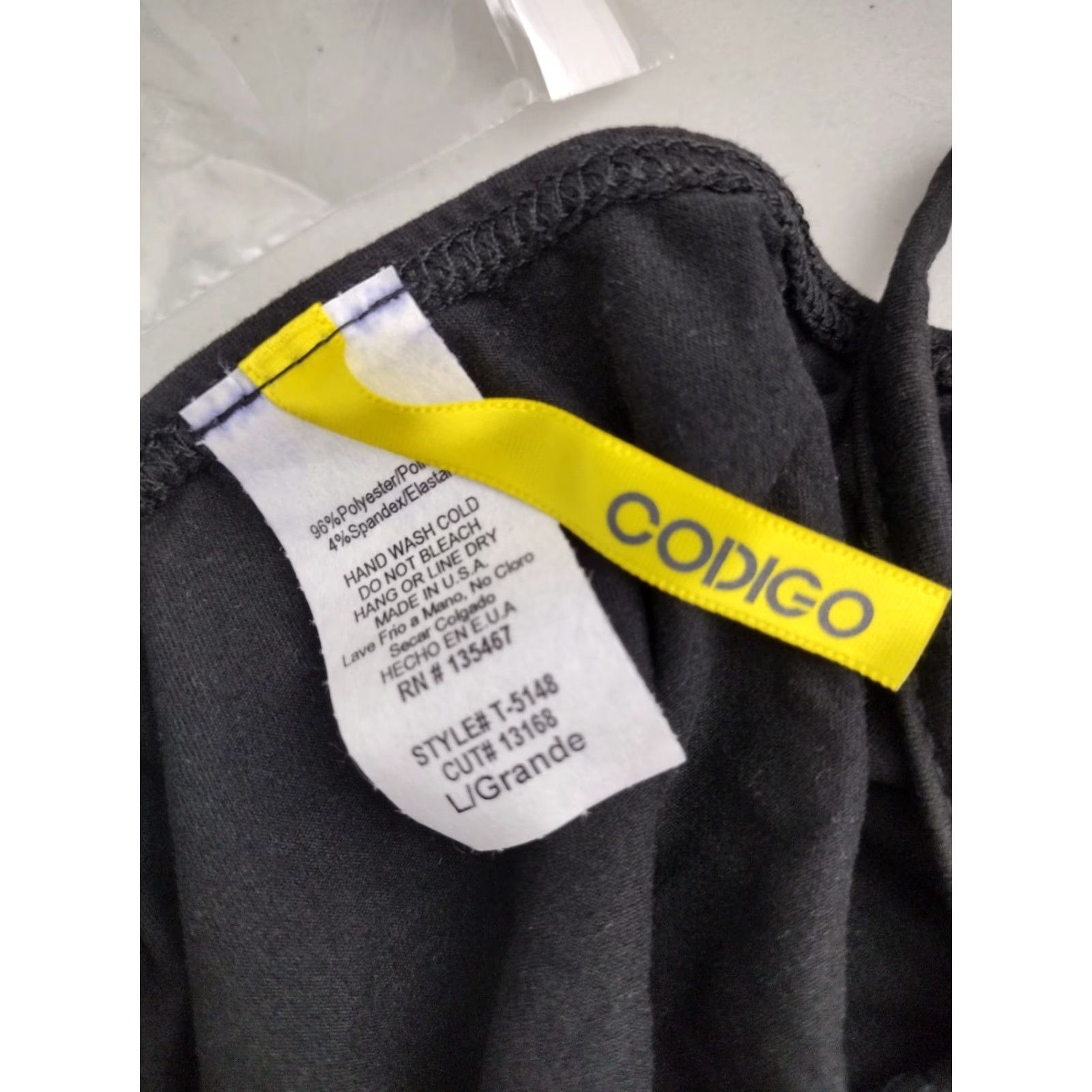 Vintage Codigo Bodysuit Women's L Black/White/Yellow Tank Thong Stretchy Fitted Size L / US 10 / IT 46 - 5 Thumbnail