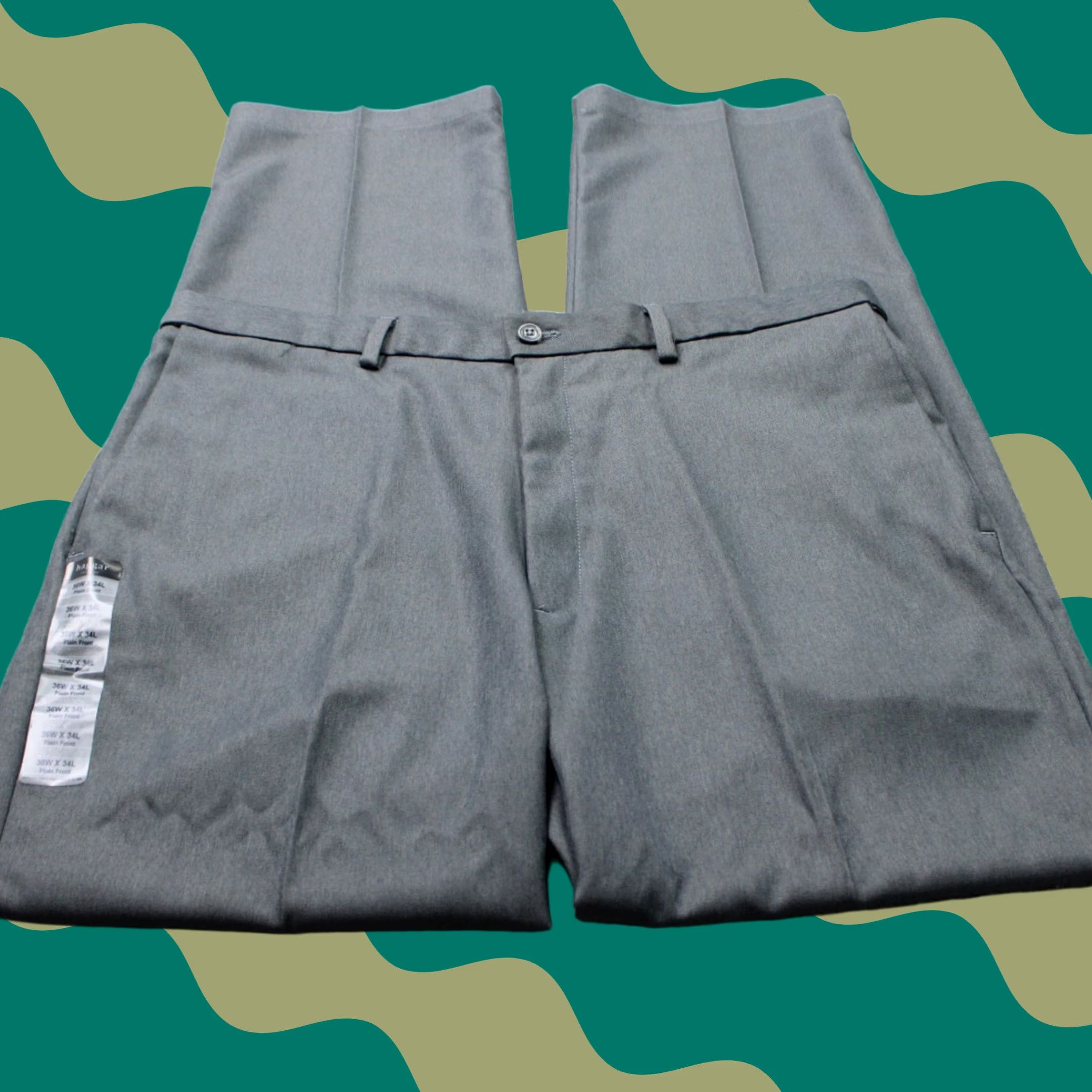 Haggar Haggar Gray Pants NWT Mens 36x34 Classic Fit Flat Front Non-Iron Stretch Dress Pants / 100% Polyester / 90s Preppy Theme / 36x34 Mens Size US 36 / EU 52 - 1 Thumbnail