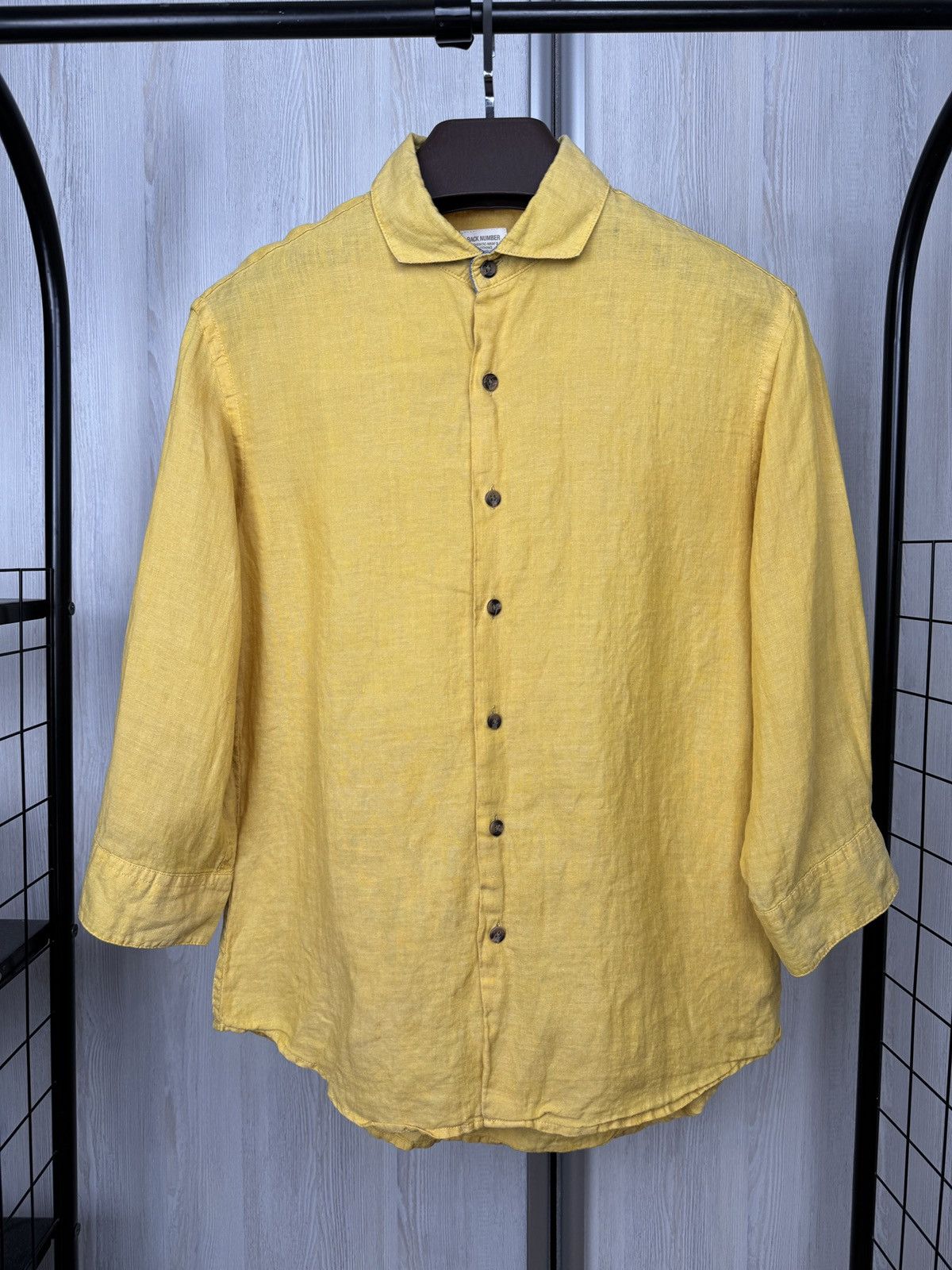 Japanese Brand Back Number French Linen 3/4 sleeve button up shirt Size US M / EU 48-50 / 2 - 2 Thumbnail