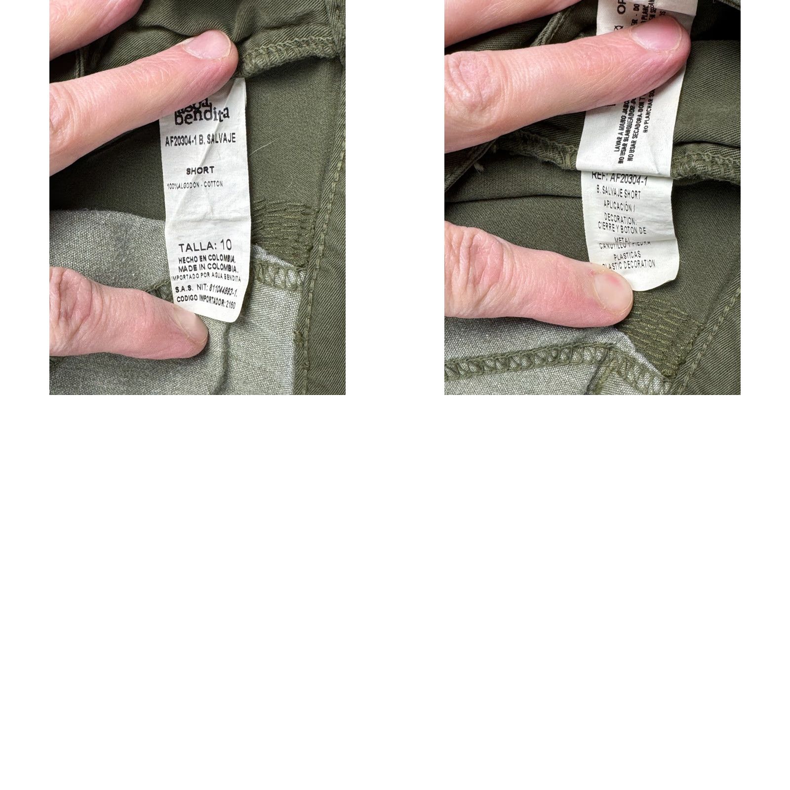 Vintage VINTAGE Agua Bendita Shorts Women's 10 Embellished B. Salvaje Short Cotton Green Chino Twill Women's 10 Green Size 32" / US 10 / IT 46 - 8 Thumbnail