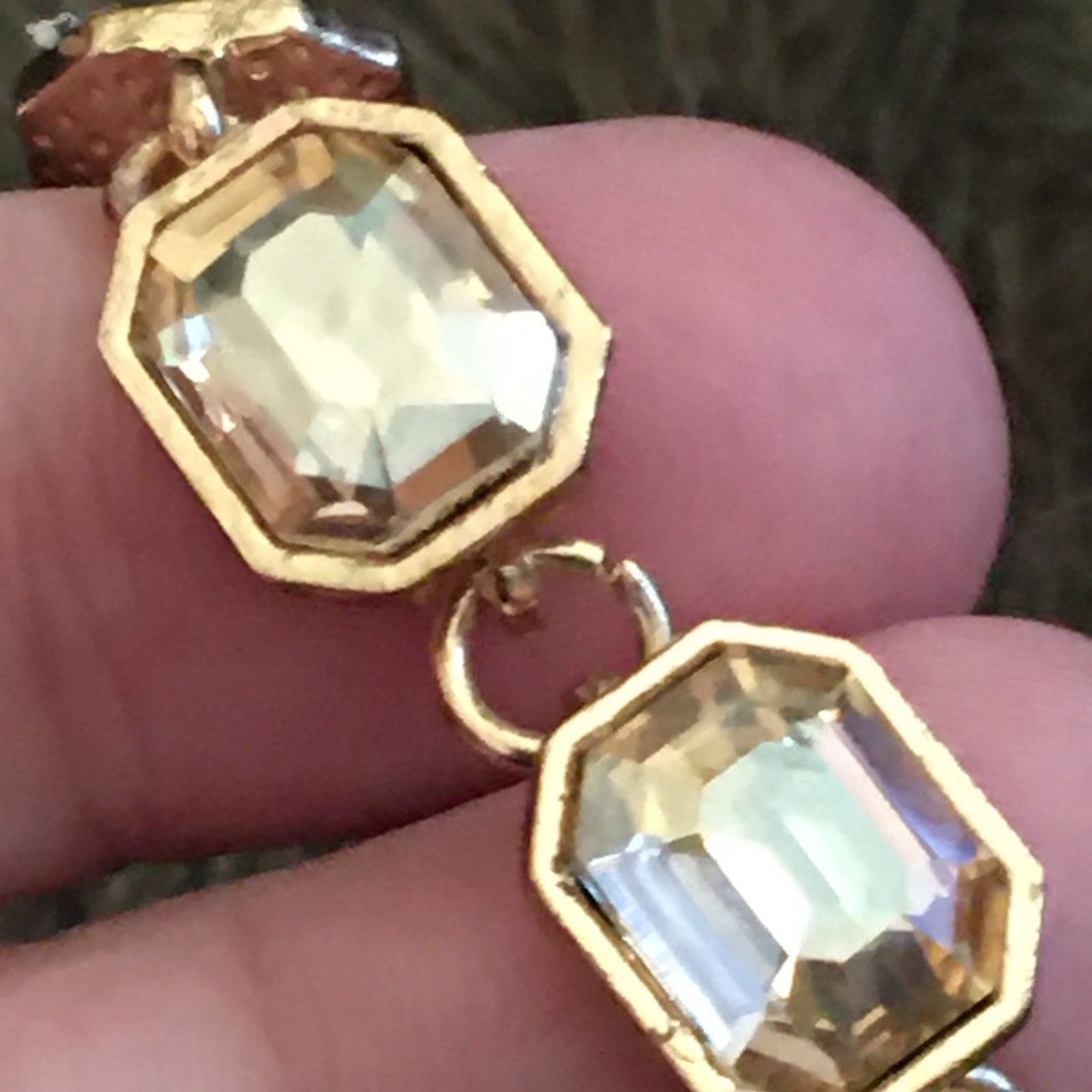 Jewelry Gold tone faceted glass gold tone link bracelet Size ONE SIZE - 6 Thumbnail