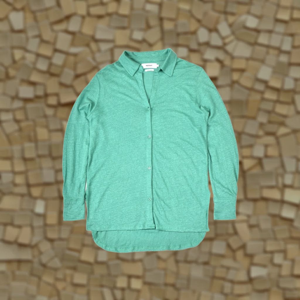 Vintage Notshy Cashmere Green Linen Button Shirt Blouse Size S Womens Size S / US 4 / IT 40 - 1 Thumbnail