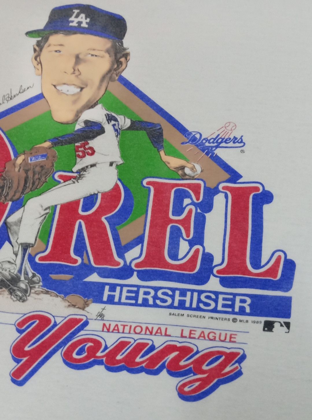 MLB Vintage 80s Orel Hershiser MLB LA Dodgers T-shirt Size US XL / EU 56 / 4 - 5 Thumbnail