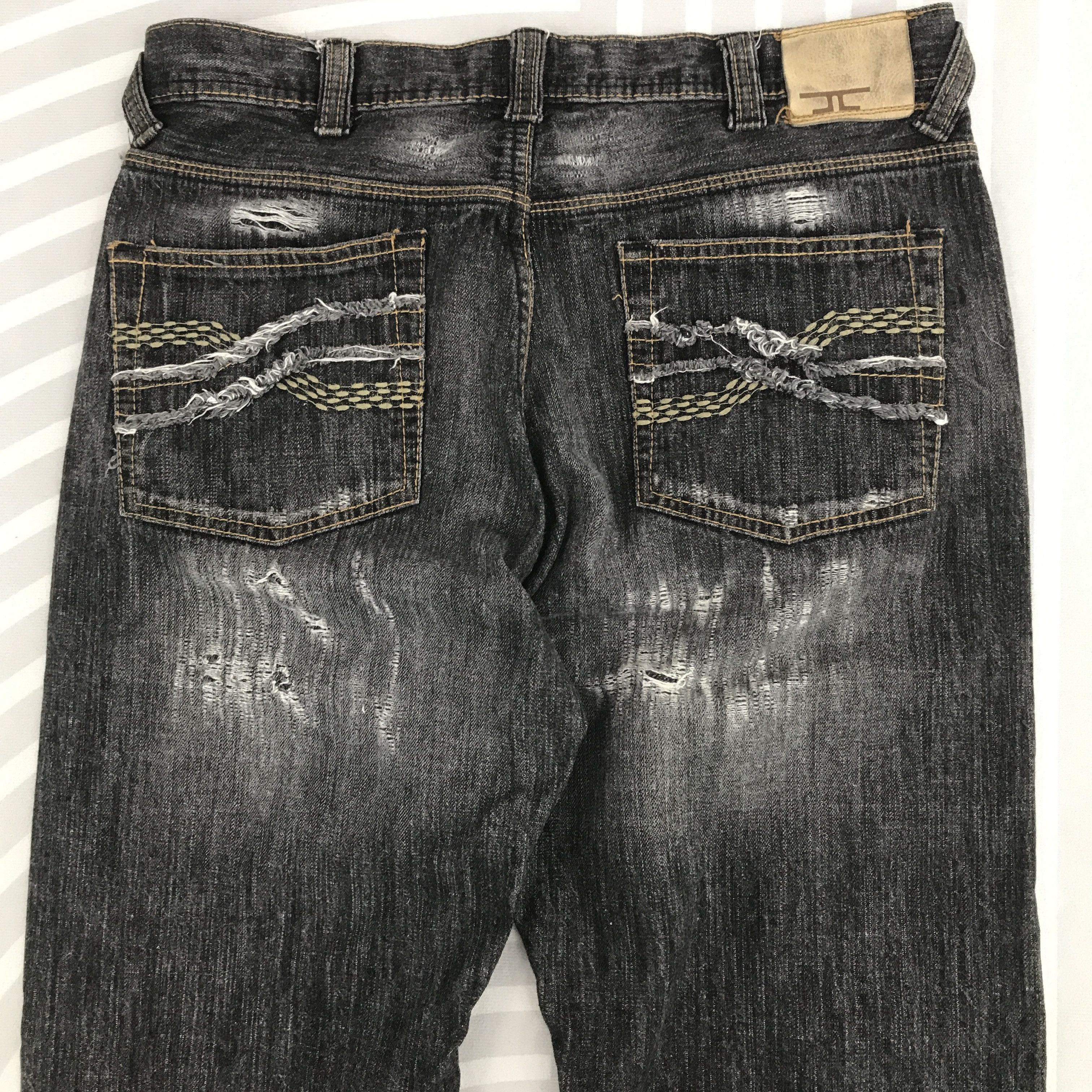 Japanese Brand × Vintage Japan Black denim Distressed style jeans Denim Size US 34 / EU 50 - 5 Thumbnail