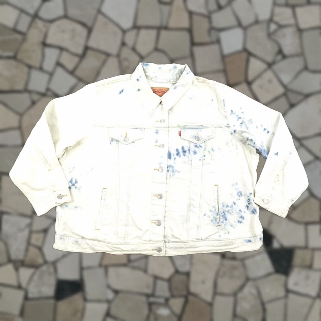 Levi's Levi's Jacket Womens 3X Blue White Acid Wash Denim Trucker Type 3 Coat Red Tab Jacket Size XXL / US 16-18 / IT 52-54 - 1 Thumbnail