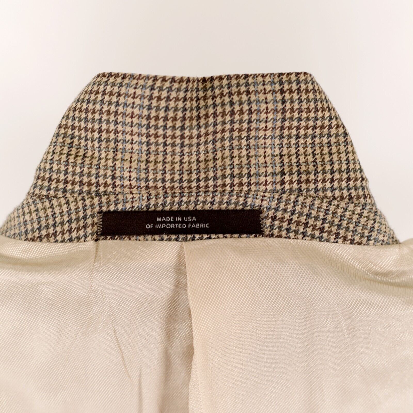 Joseph Abboud Joseph Abboud Classic Wool Silk Green Beige Blue Houndstooth Size 42R - 16 Thumbnail