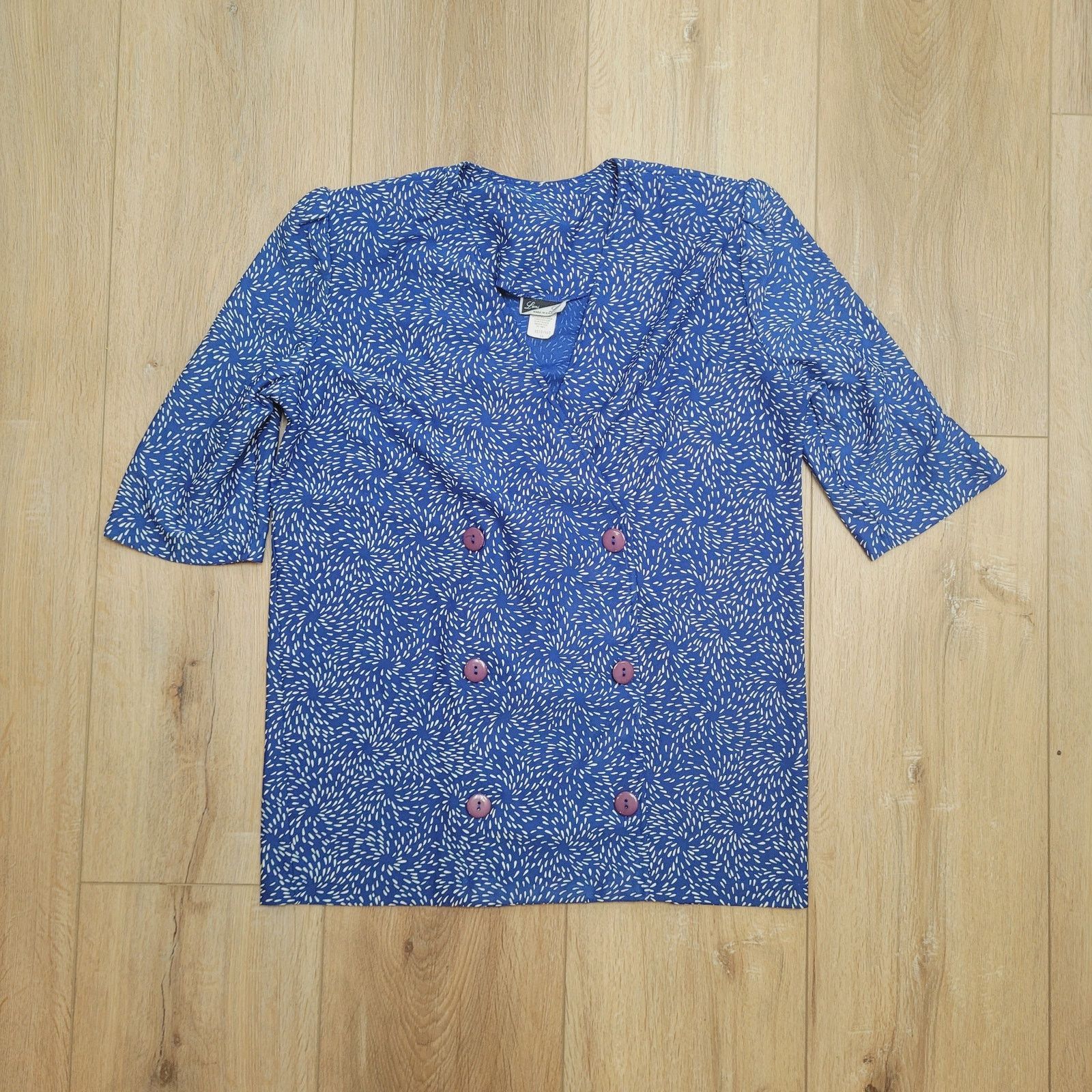 Vintage VTG 80s Shoulder Pads Blouse M Leni Womens Medium 14 USA Size M / US 6-8 / IT 42-44 - 1 Thumbnail