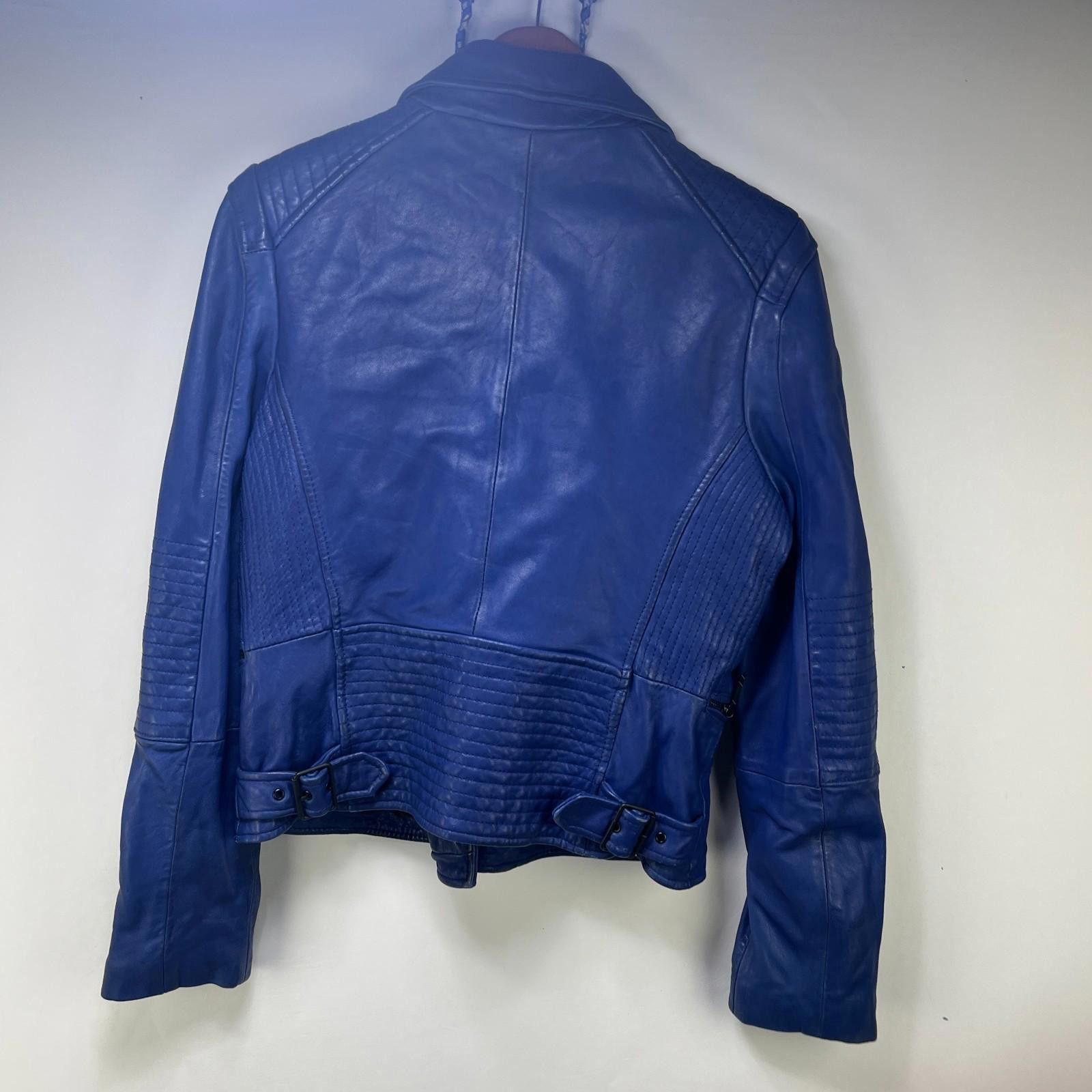 Bcbgmaxazria BCBG Max Azria Leather Jacket Blue Women's Large Size L / US 10 / IT 46 - 10 Thumbnail