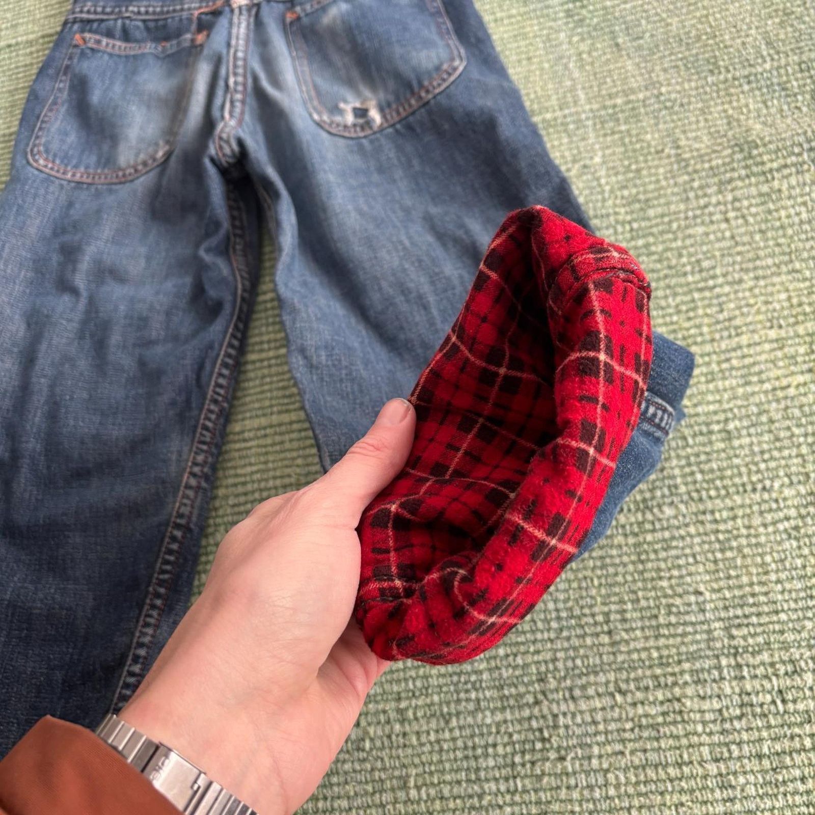 Vintage 1940s 50s Sanforzied Flannel Lined Denim Jeans 22x22.5 Size 22" - 7 Thumbnail