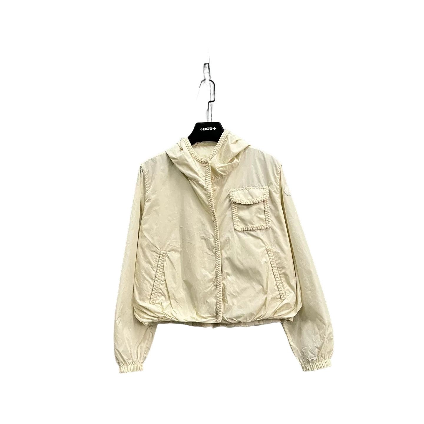 Moncler Moncler Cream Textured Trim Hooded Jacket Size 1 Size US S / EU 44-46 / 1 - 1 Thumbnail