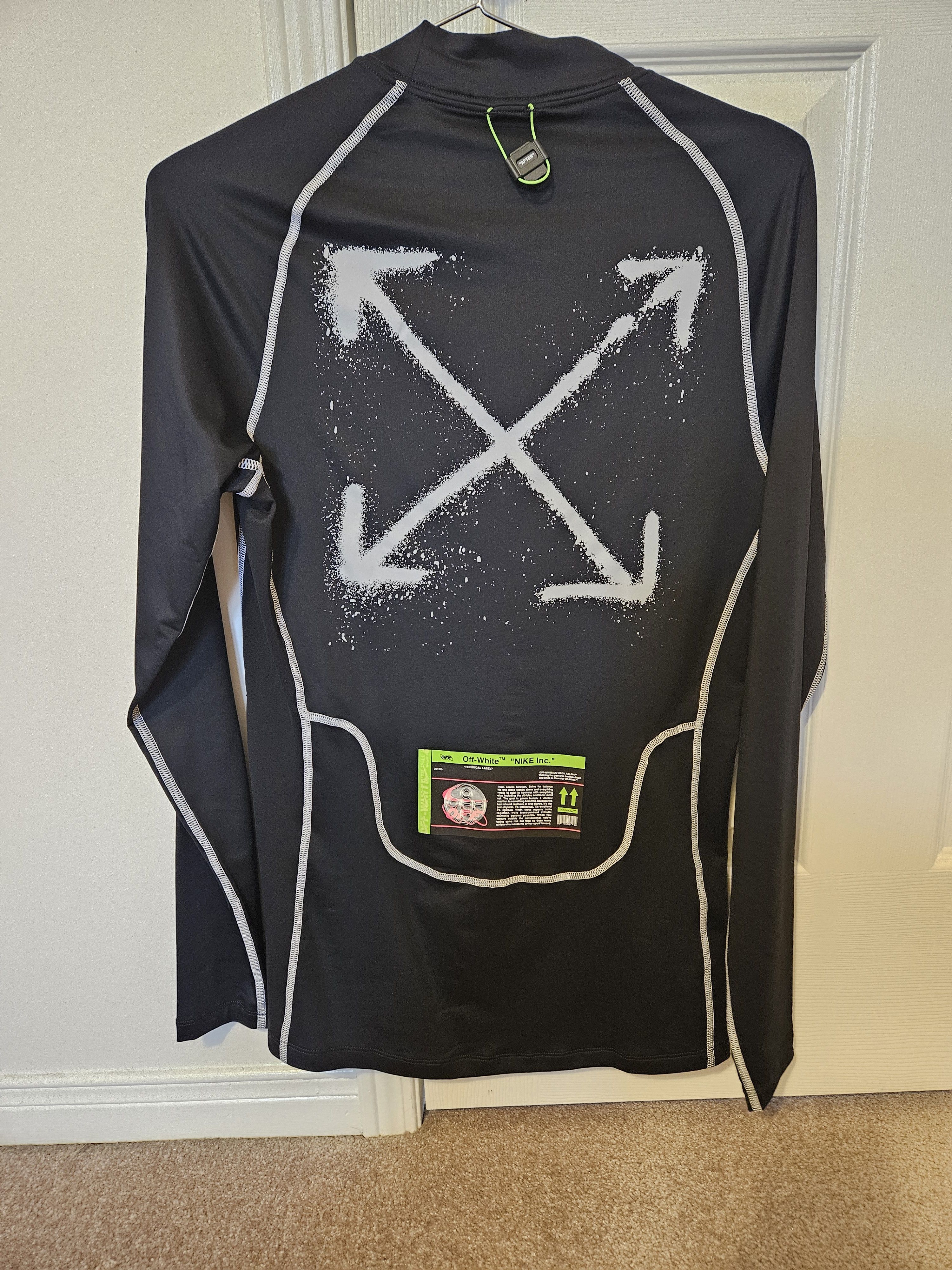 Nike × Off-White × Virgil Abloh Nike X Off-White Pro Long Sleeve Top - Black Size US M / EU 48-50 / 2 - 2 Thumbnail