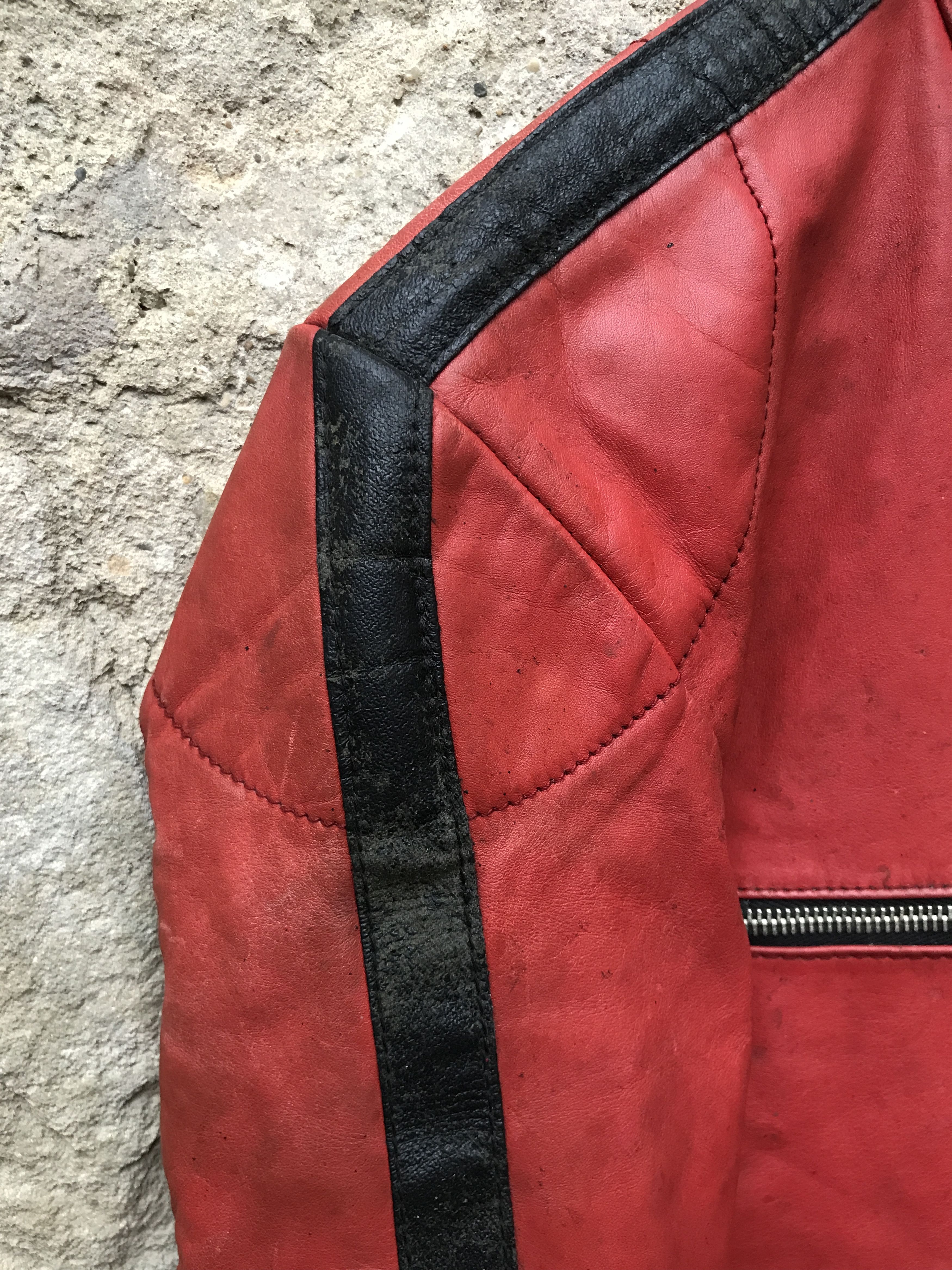Vintage 70s Kombi Harro Distressed Leather Biker Jacket/ Racing Suit Size US S / EU 44-46 / 1 - 11 Thumbnail