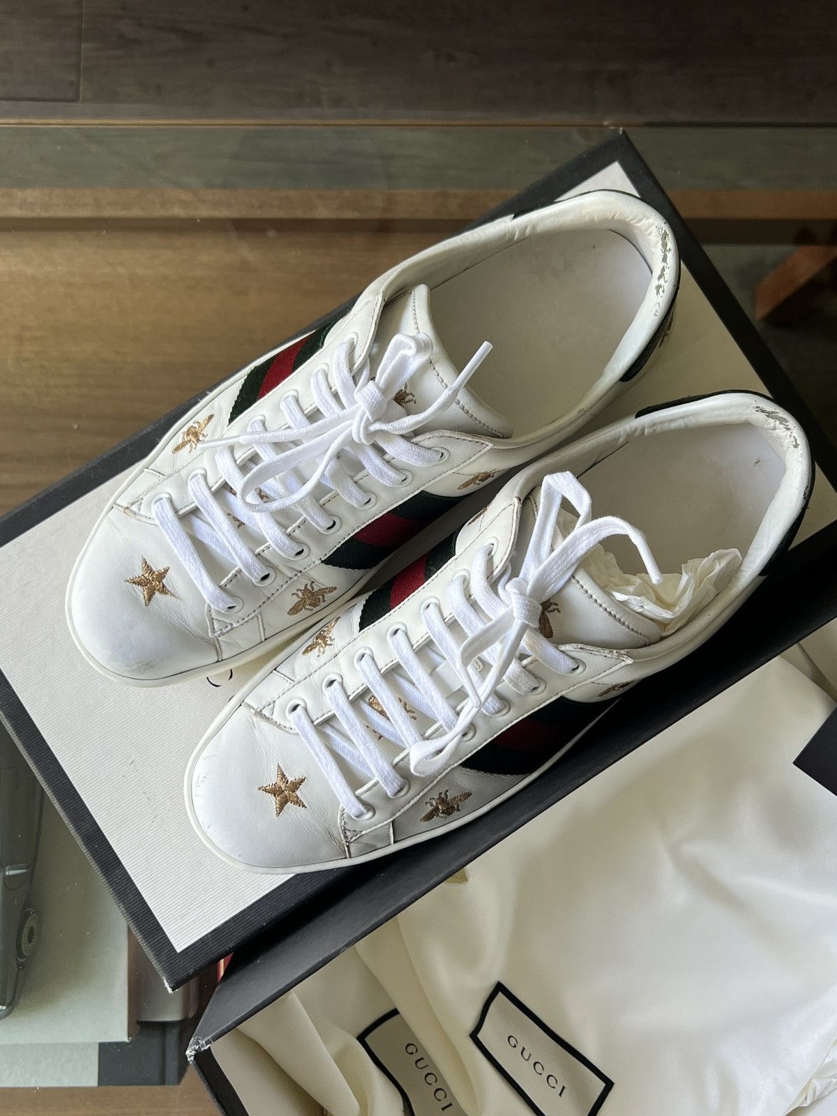 Gucci Gucci - Ace Low Top Sneaker (Embroidered Bee) Size US 8 / EU 41 - 5 Thumbnail