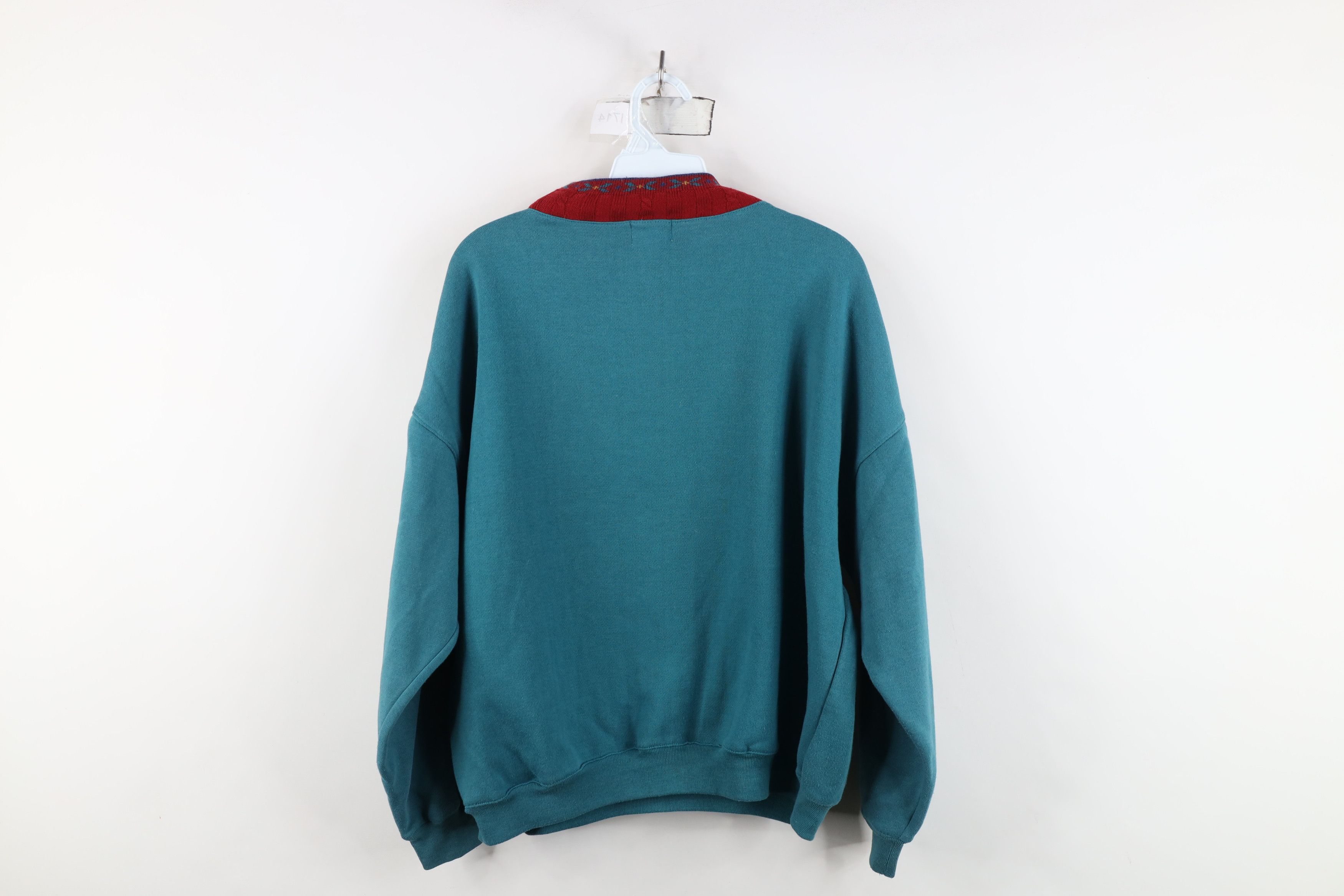 Vintage Vintage 90s Streetwear Argyle Diamond Cropped Sweatshirt Size L / US 10 / IT 46 - 13 Thumbnail