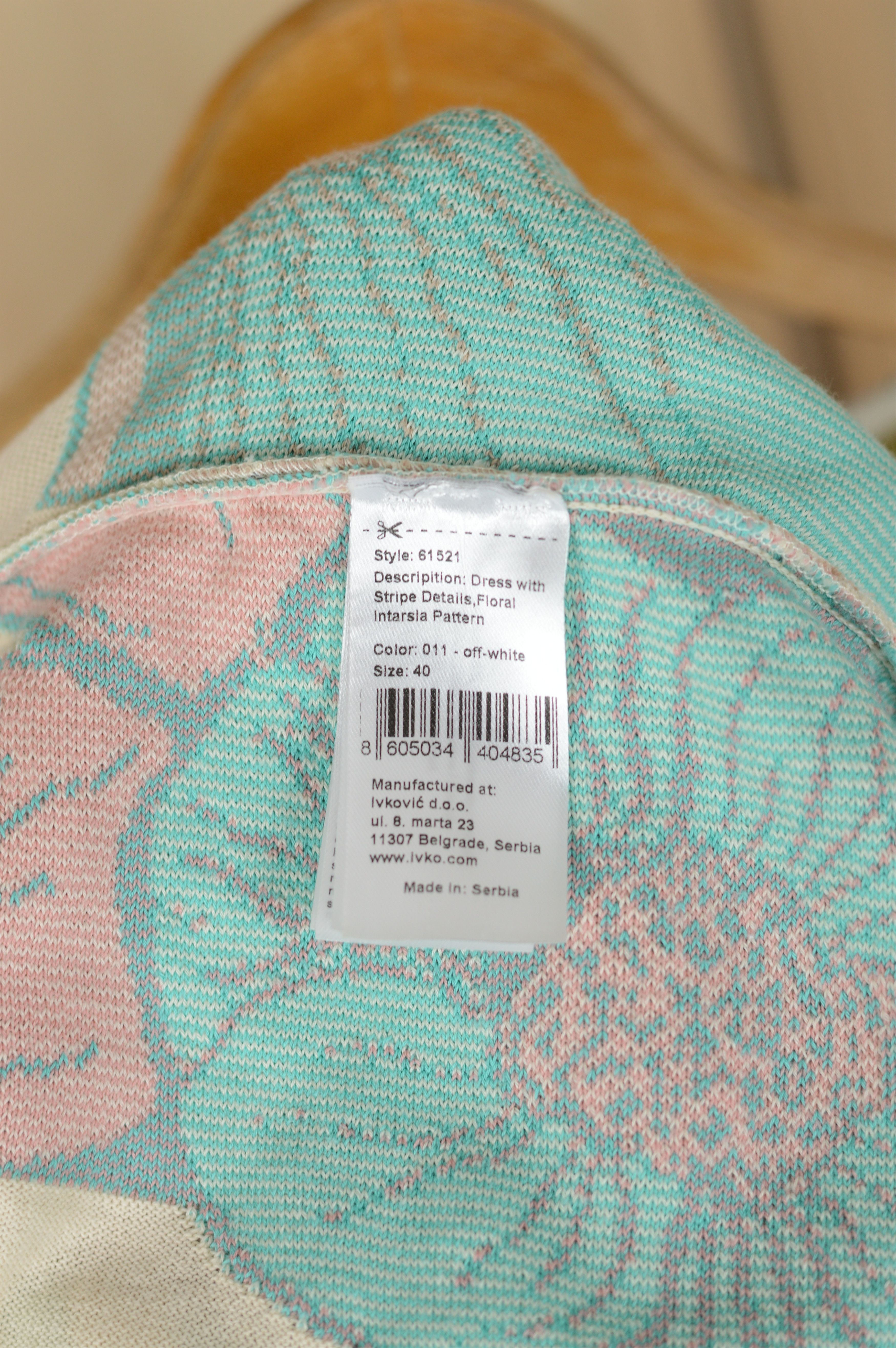 Designer IVKO Dress with stripe details Floral intarsia pattern Size S / US 4 / IT 40 - 9 Thumbnail