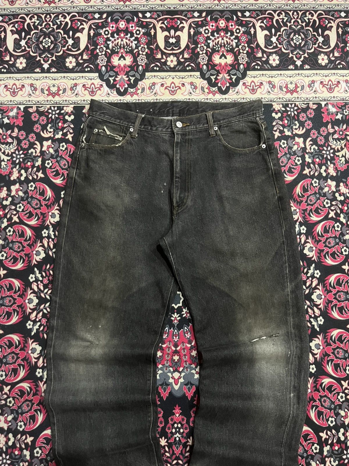 JNCO ⚡️Baggy⚡️Vintage Japanese Brand Brownish Black Frayed Leg Jean Size US 34 / EU 50 - 3 Thumbnail