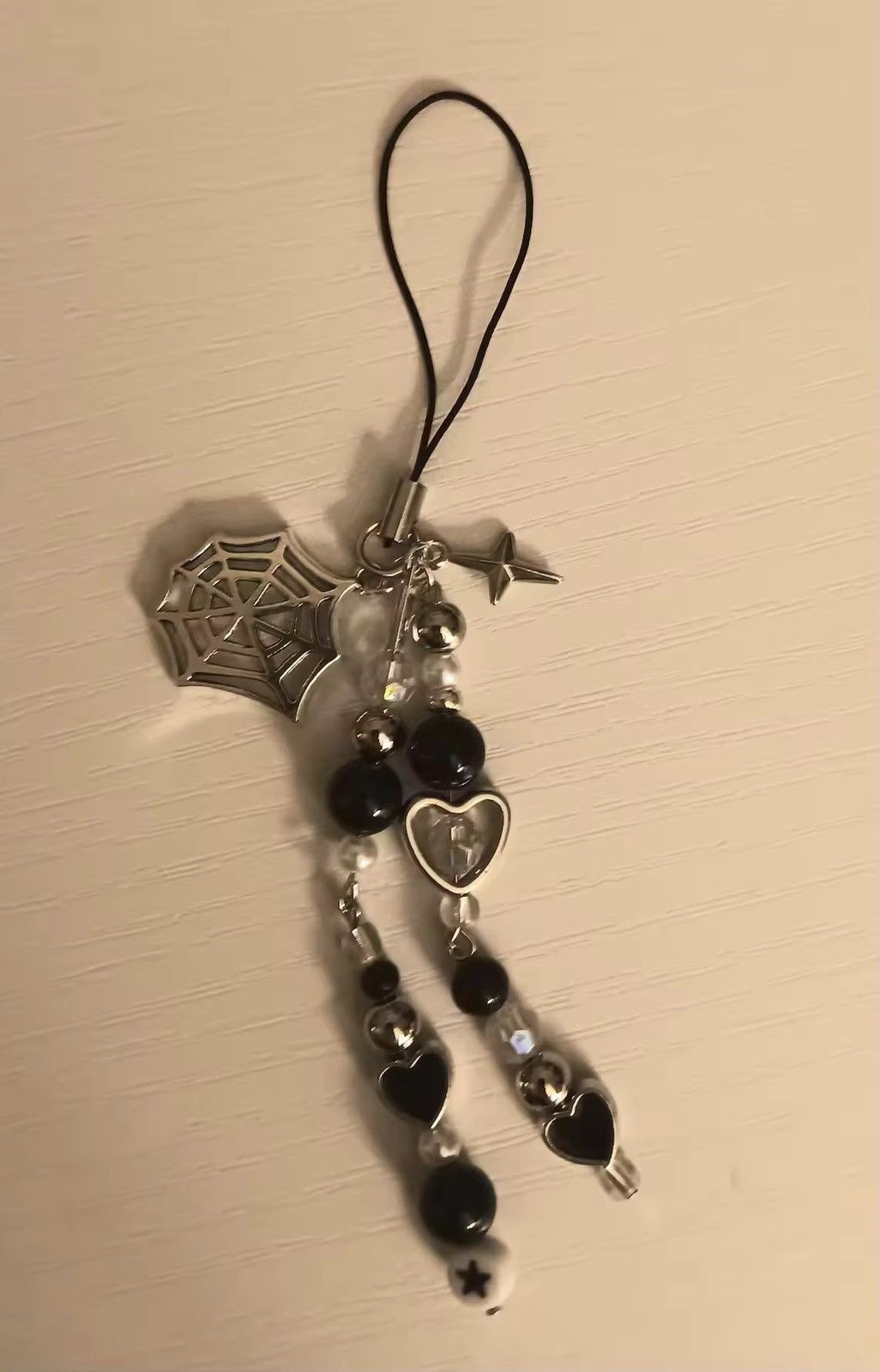 Jewelry Y2K Spiderweb Beaded Phone Charm Pendant in Silver, Men's