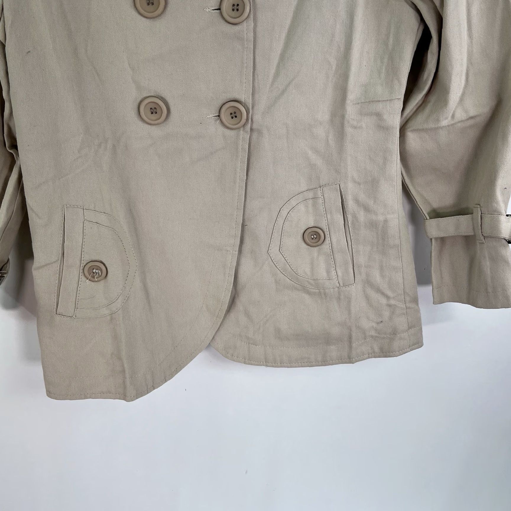 Max Mara Max Mara Double Breasted Trench Coat Womens Juniors Size L Beige Cotton Blend Lightweight Pockets Casual Designer Size L / US 10 / IT 46 - 5 Thumbnail