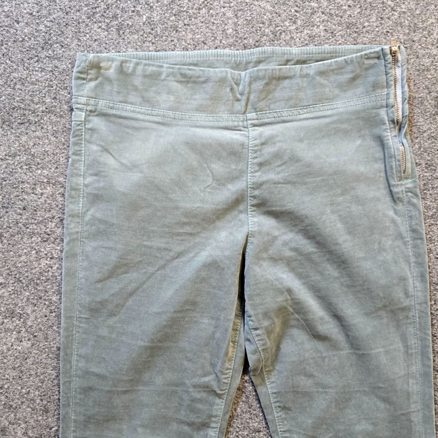 Free People Free People Pants Womens Small Green Velour Side Zip Cropped Bootcut Casual Size 28" / US 6 / IT 42 - 2 Thumbnail