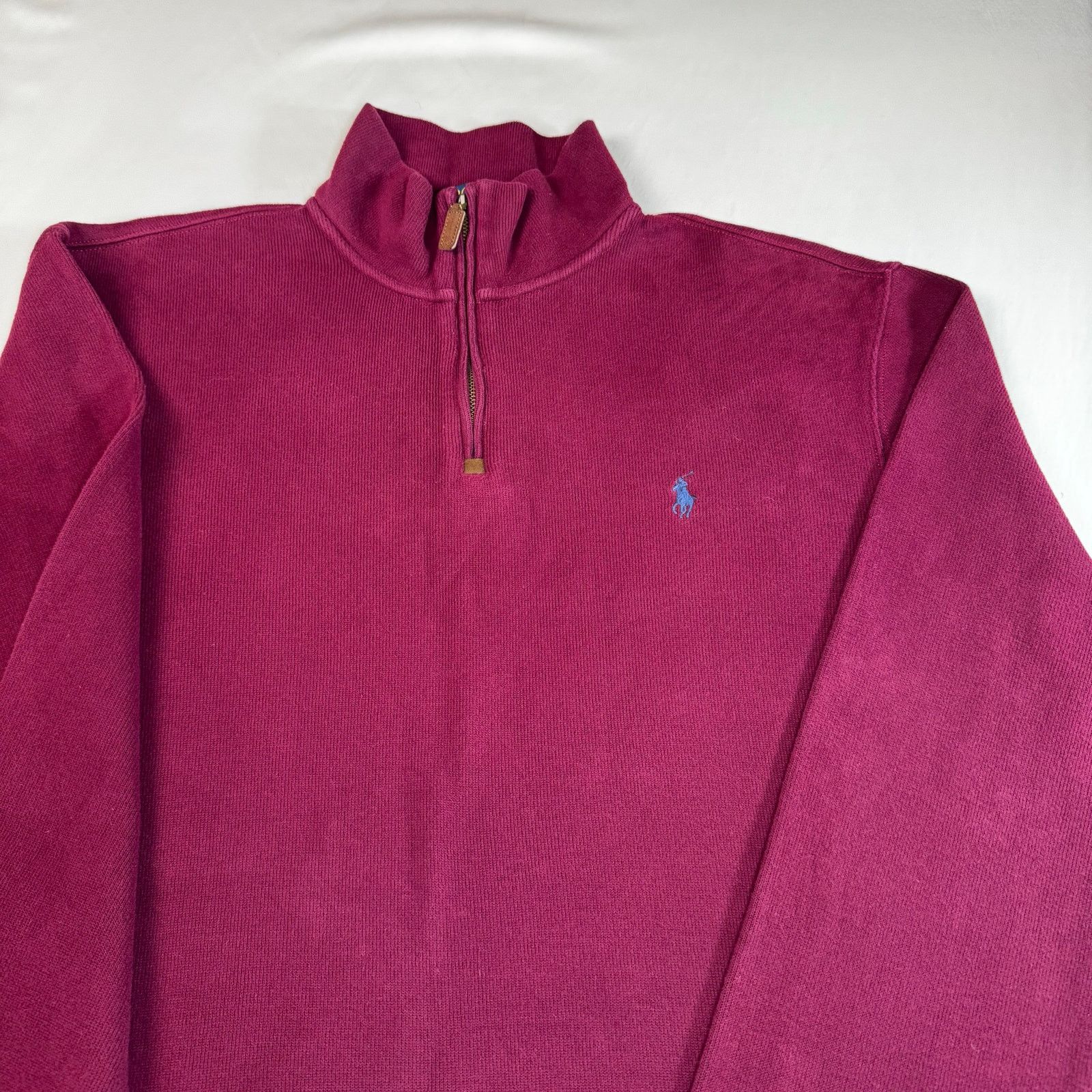 Polo Ralph Lauren Polo Ralph Lauren XL Burgundy Zip Cotton Sweater Pullover Size US XL / EU 56 / 4 - 6 Thumbnail