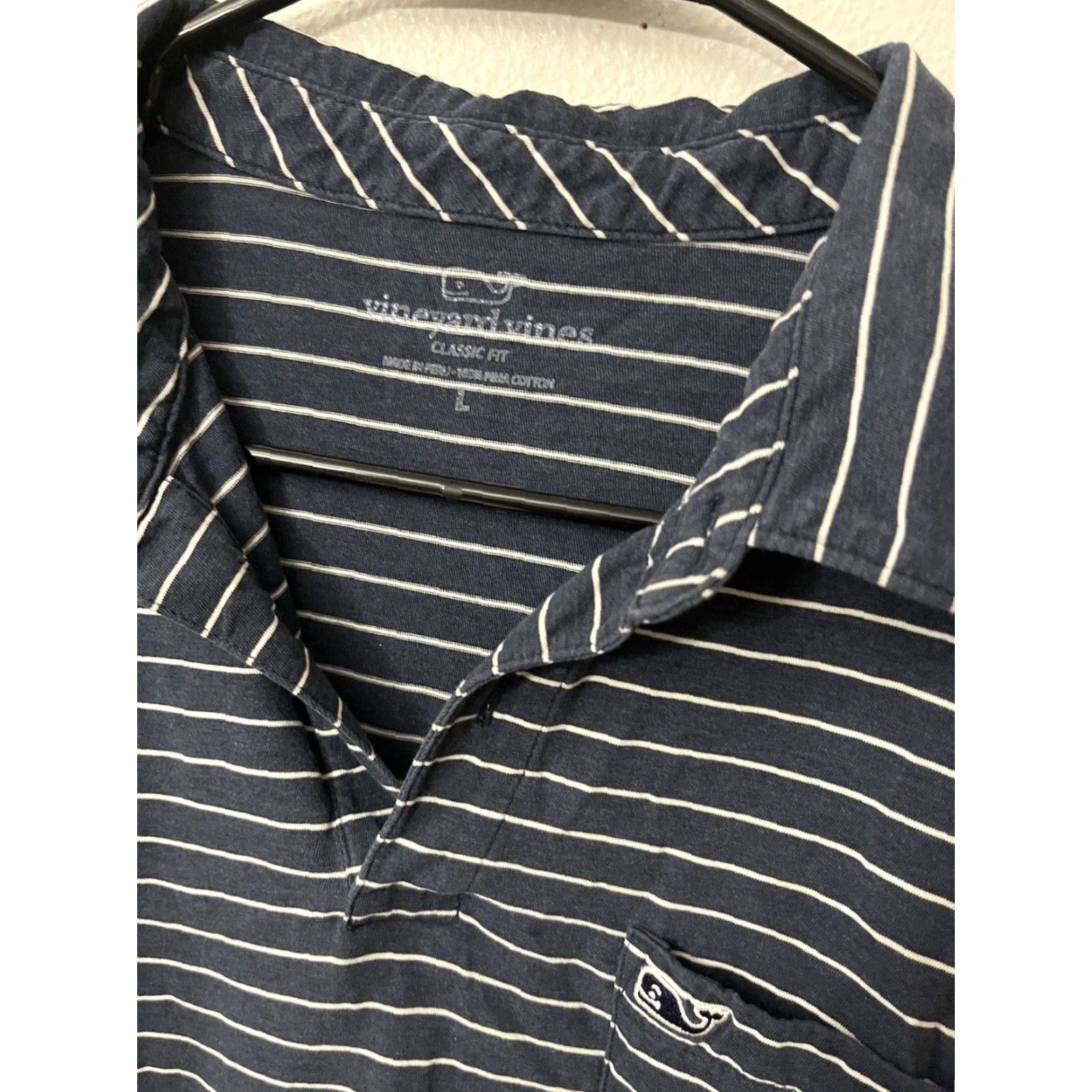 Vineyard Vines VINEYARD VINES Men Polo Shirt Short Sleeve Classic Fit Blue Striped Pima Cotton Golf Casual Spring Summer Size US L / EU 52-54 / 3 - 2 Thumbnail